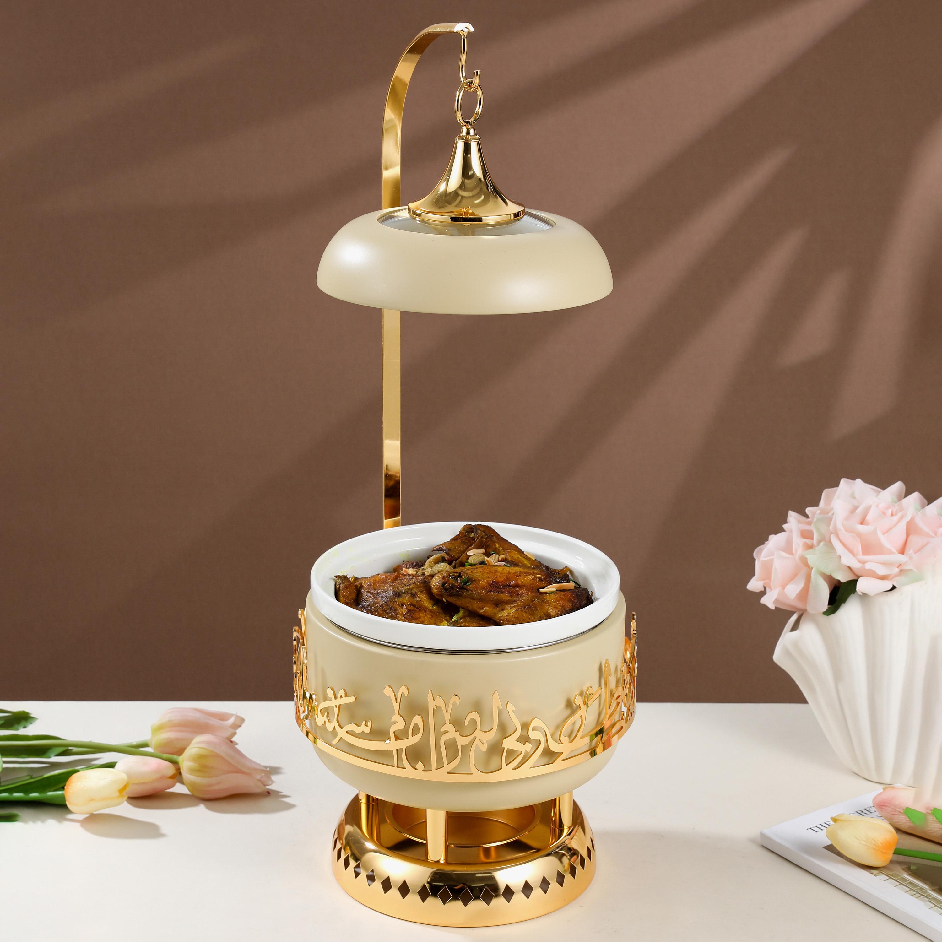 طقم سخانات طعام ستانلس ستيل بزينة خط عربي 3 قطع من أوتانتيك-household-dining-serveware-foodwarmersandcasseroles-image-1
