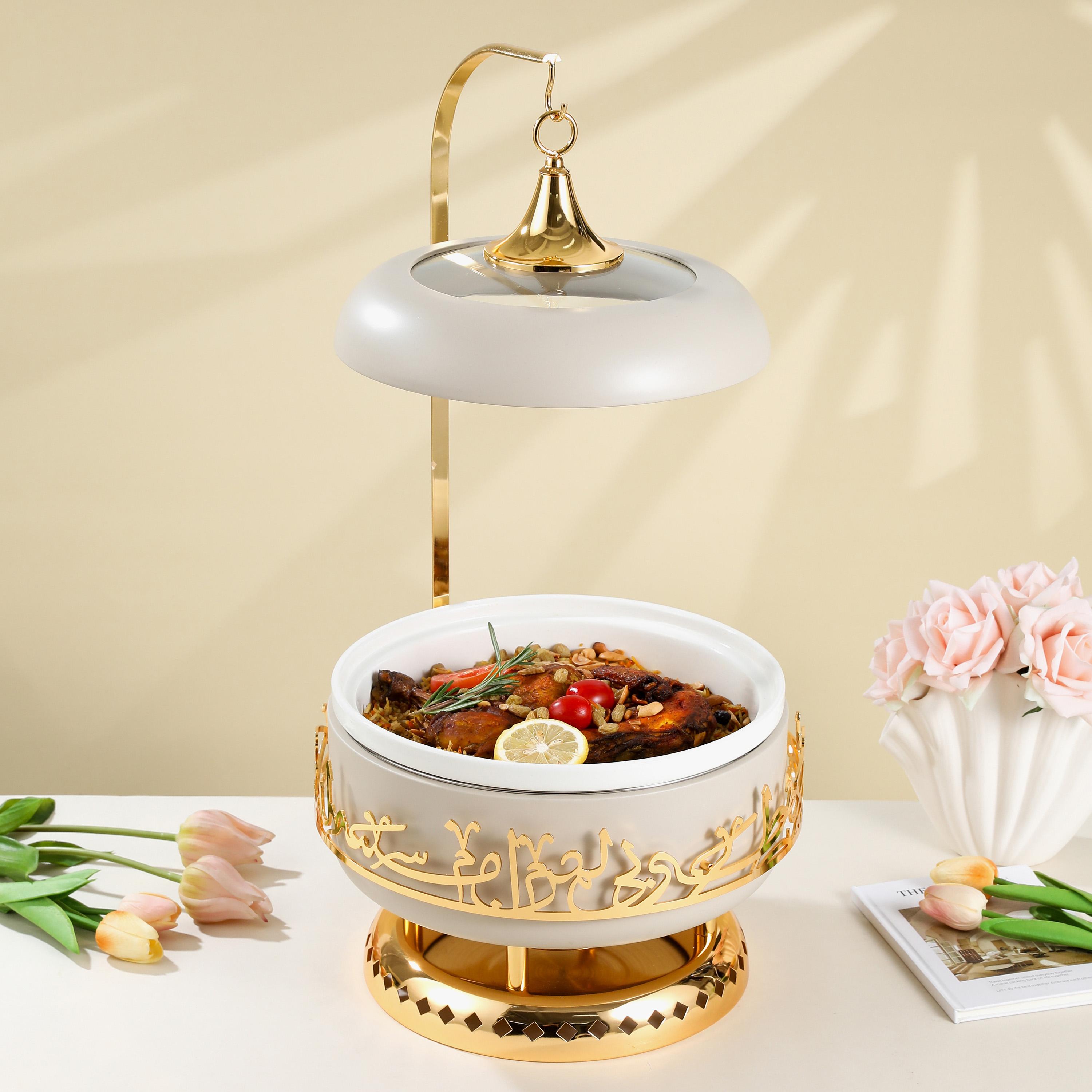طقم سخانات طعام ستانلس ستيل بزينة خط عربي 3 قطع من أوتانتيك-household-dining-serveware-foodwarmersandcasseroles-image-1