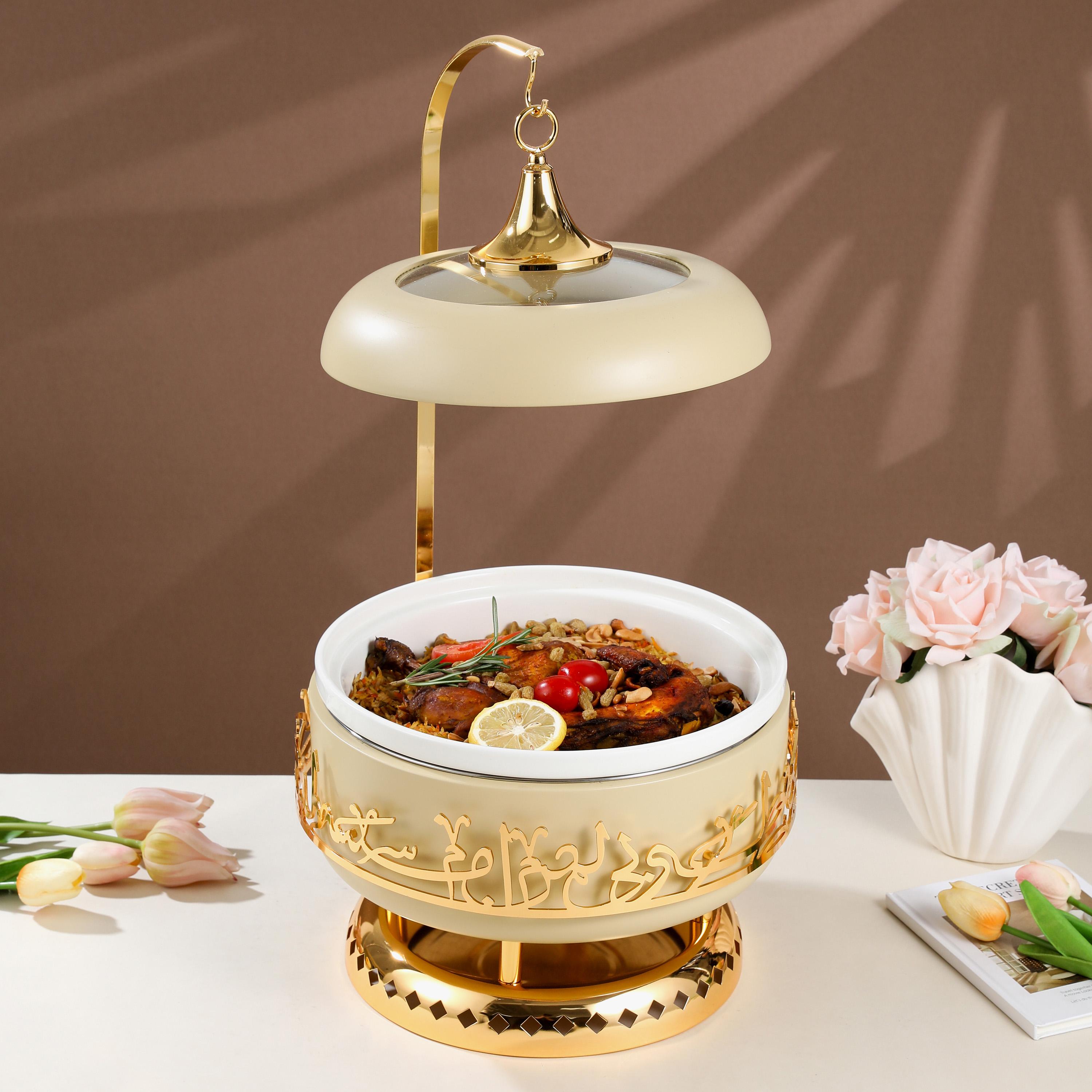 طقم سخانات طعام ستانلس ستيل بزينة خط عربي 3 قطع من أوتانتيك-household-dining-serveware-foodwarmersandcasseroles-image-1