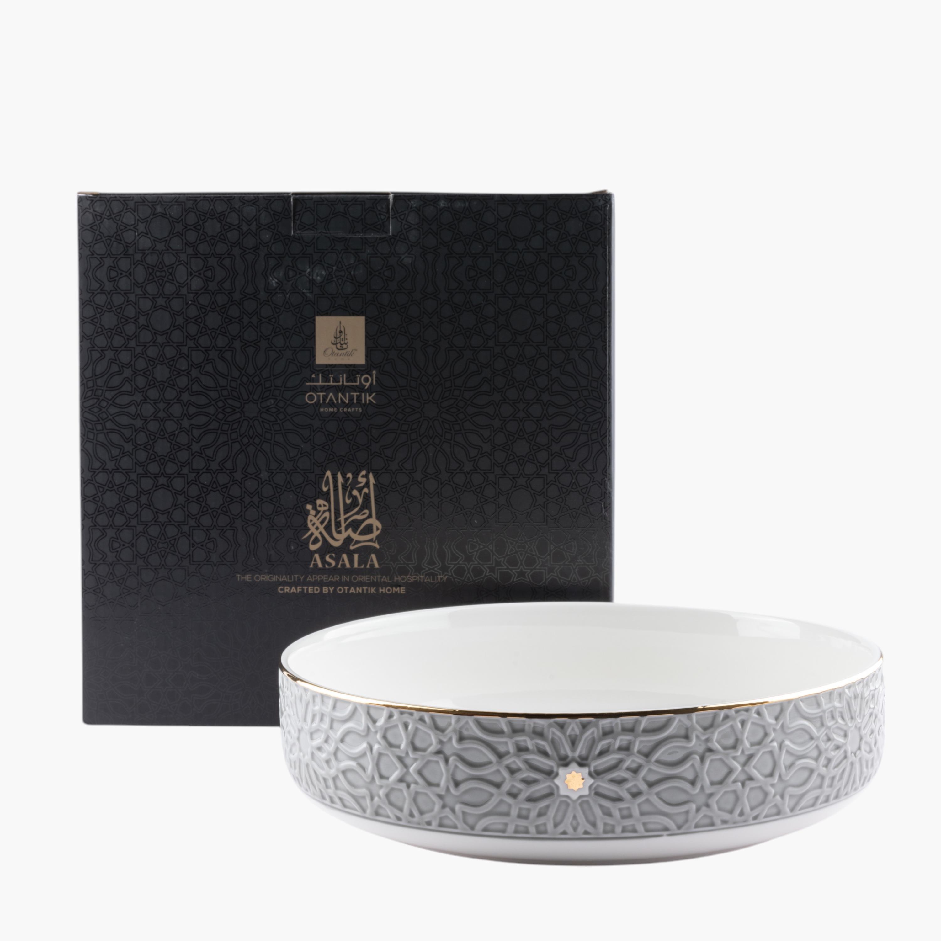 Embossed Porcelain Serving Bowl-household-dining-dinnerware-bowls-image-2