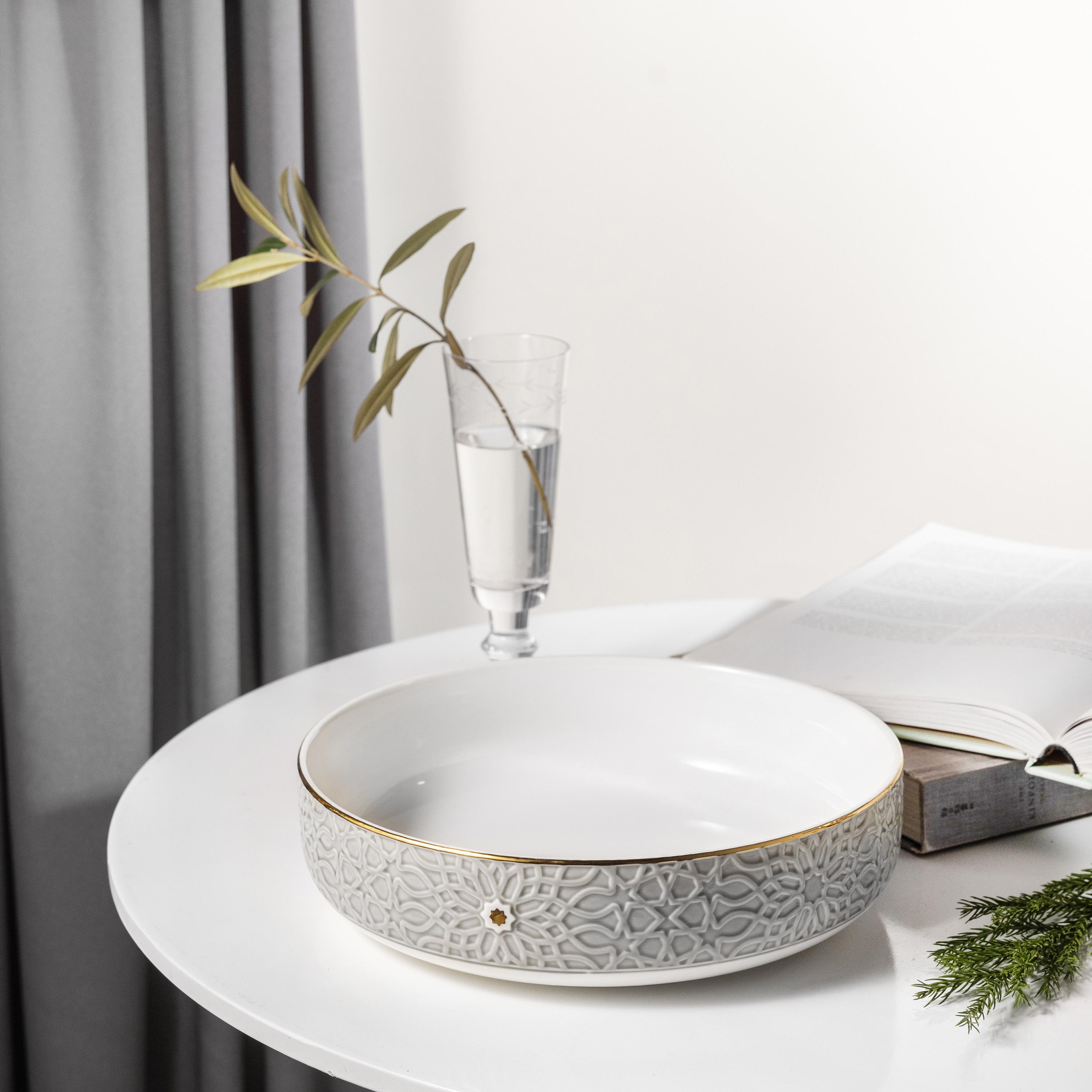 Embossed Porcelain Serving Bowl-household-dining-dinnerware-bowls-image-4