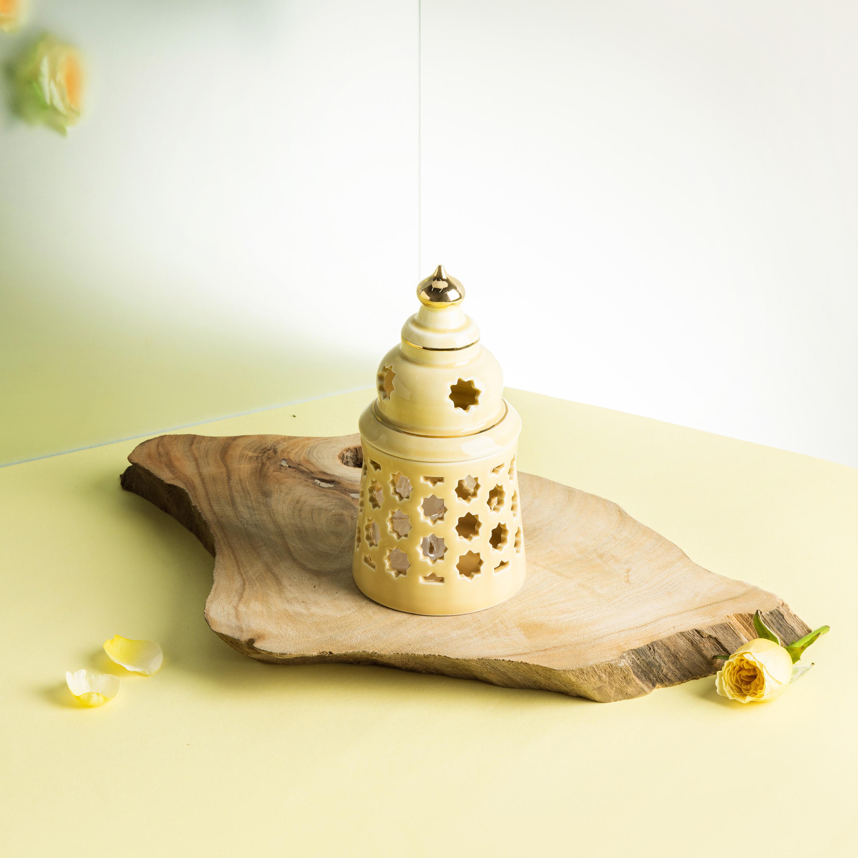 Flameless Candle with Porcelain Candleholder-household-decor-candleholdersandlanterns-image-1