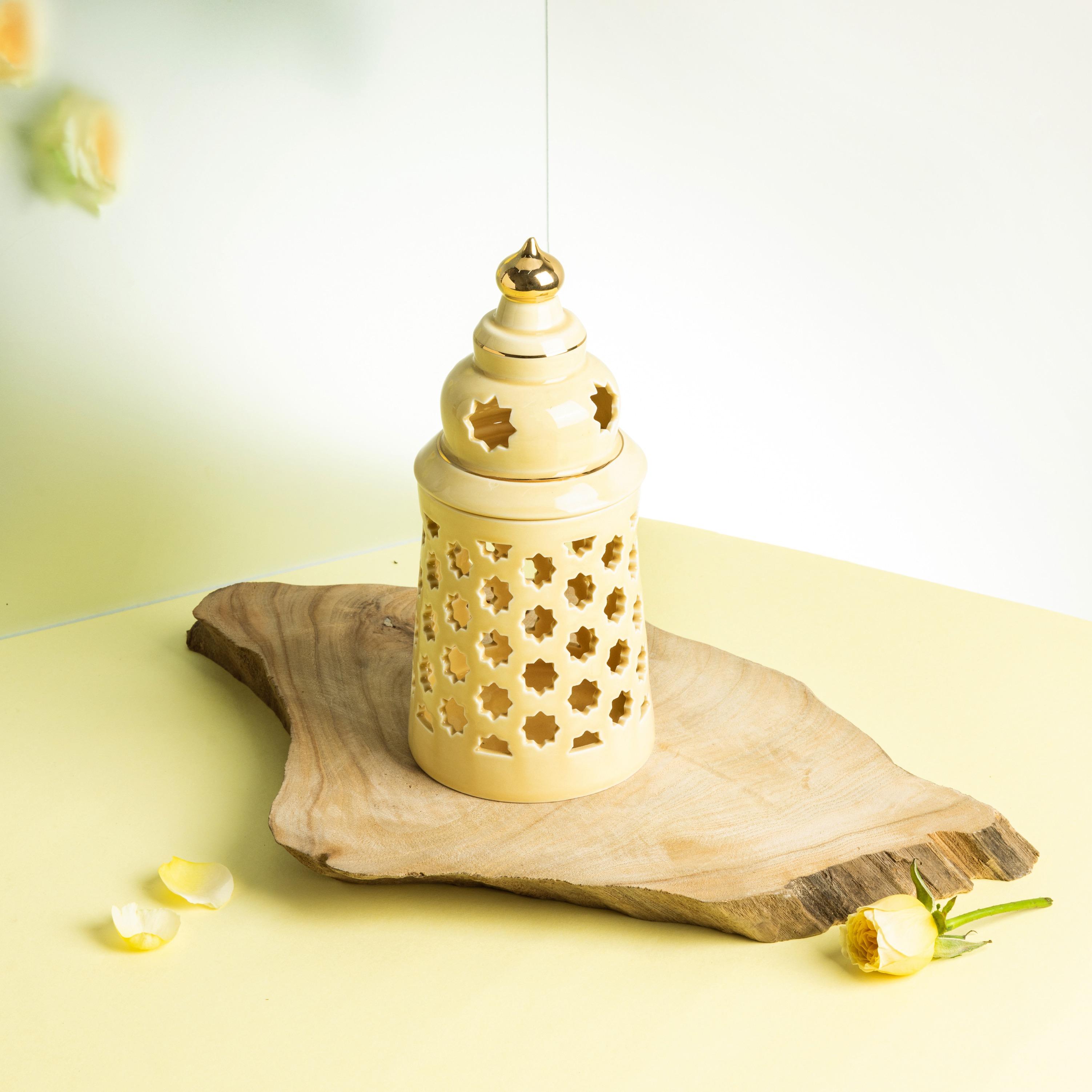 Flameless Candle with Porcelain Candleholder-household-decor-candleholdersandlanterns-image-1