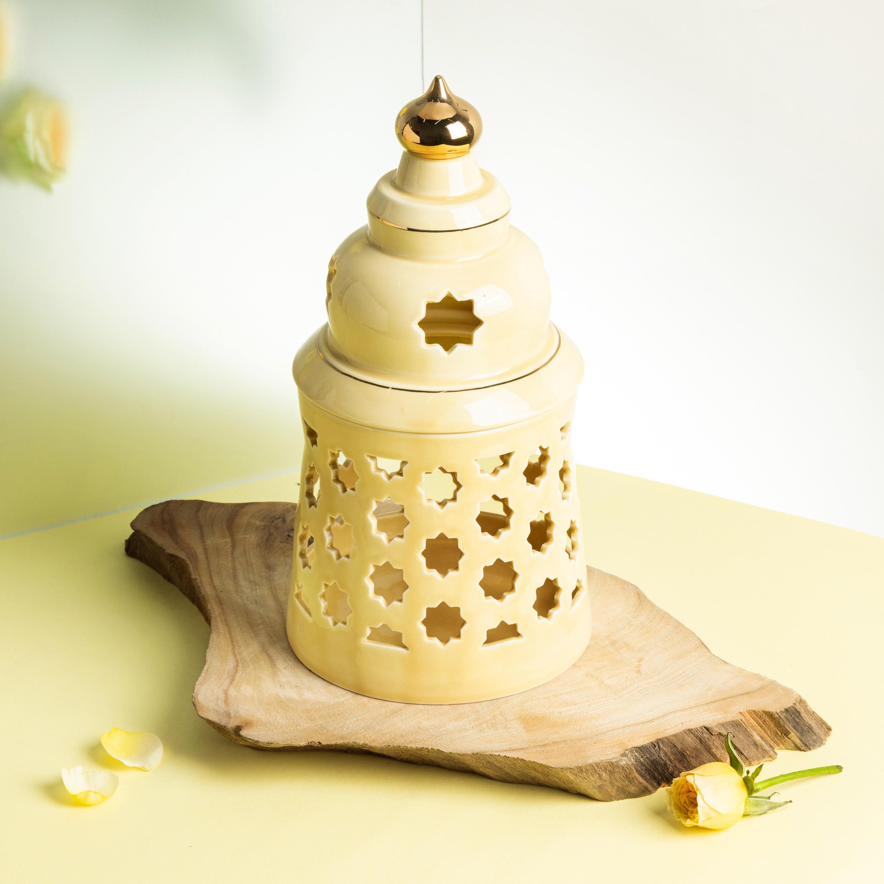 Flameless Candle with Porcelain Candleholder-household-decor-candleholdersandlanterns-image-1
