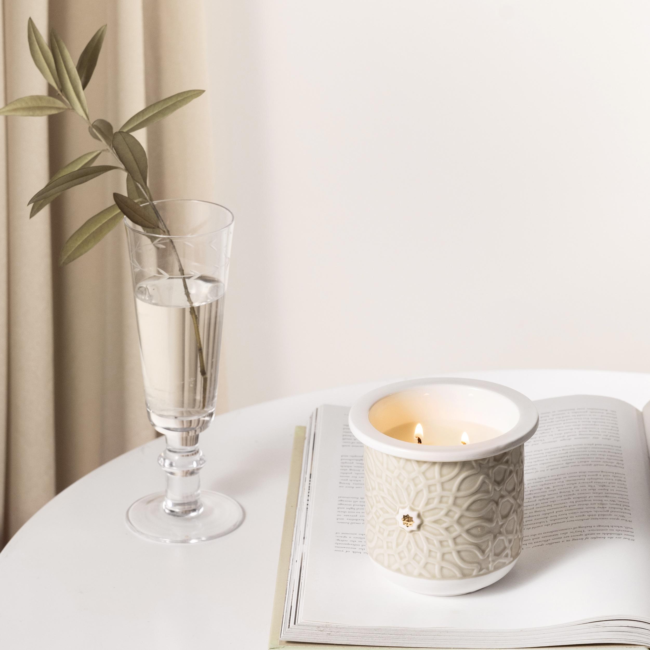 Floral Embossed 2-Wick Jar Candle with Lid-household-homefragrance-candles-image-1