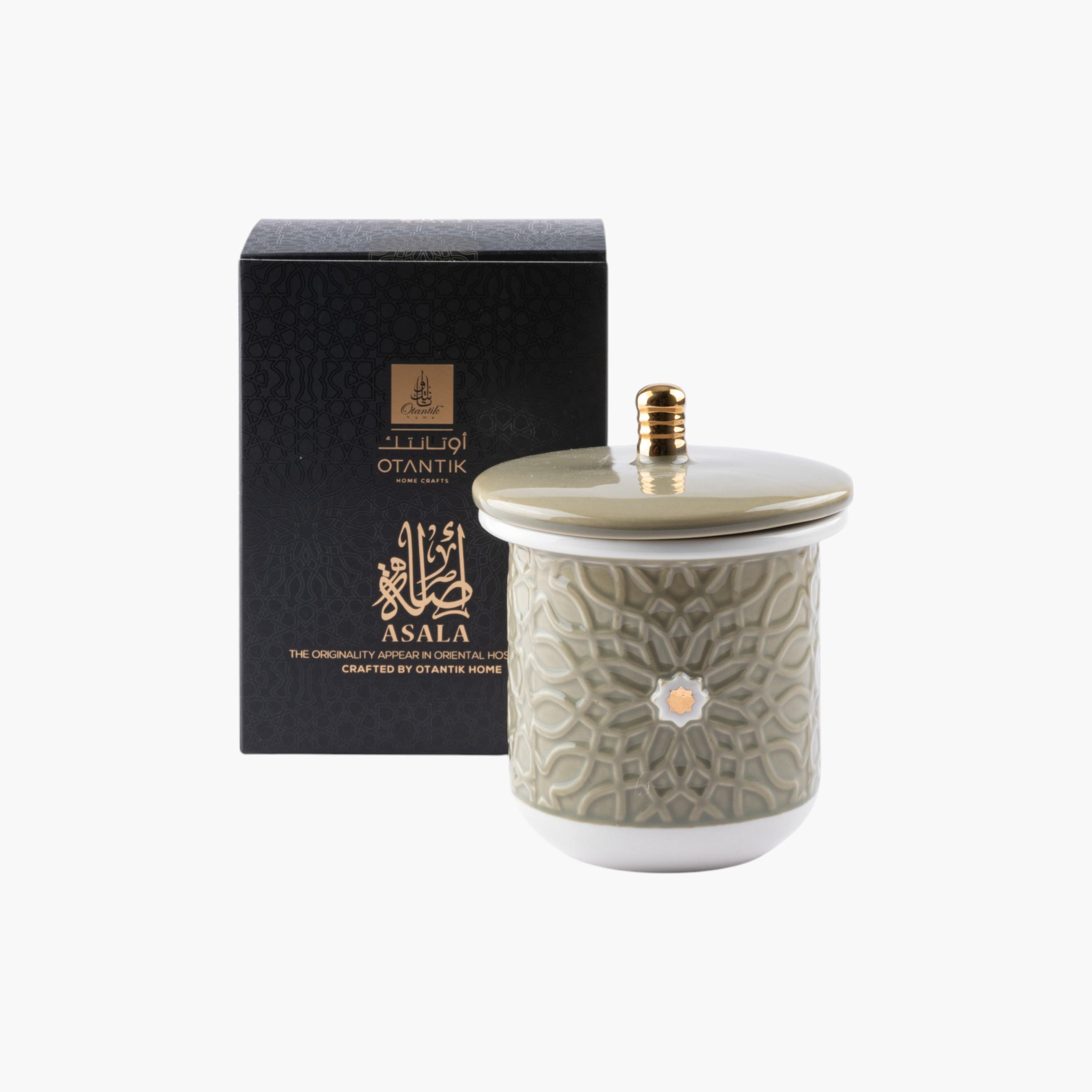 جرّة شموع بنقوش زهرية مع غطاء بفتلتين من أوتانتيك-household-homefragrance-candles-image-2