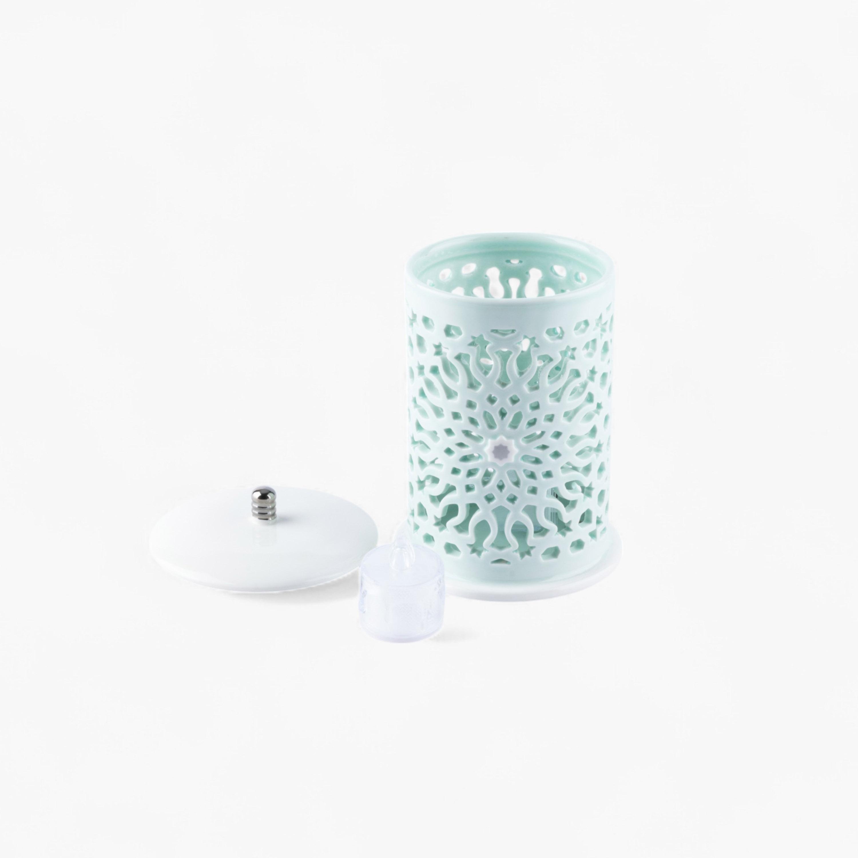 Flameless Candle with Porcelain Candleholder-household-decor-candleholdersandlanterns-image-1