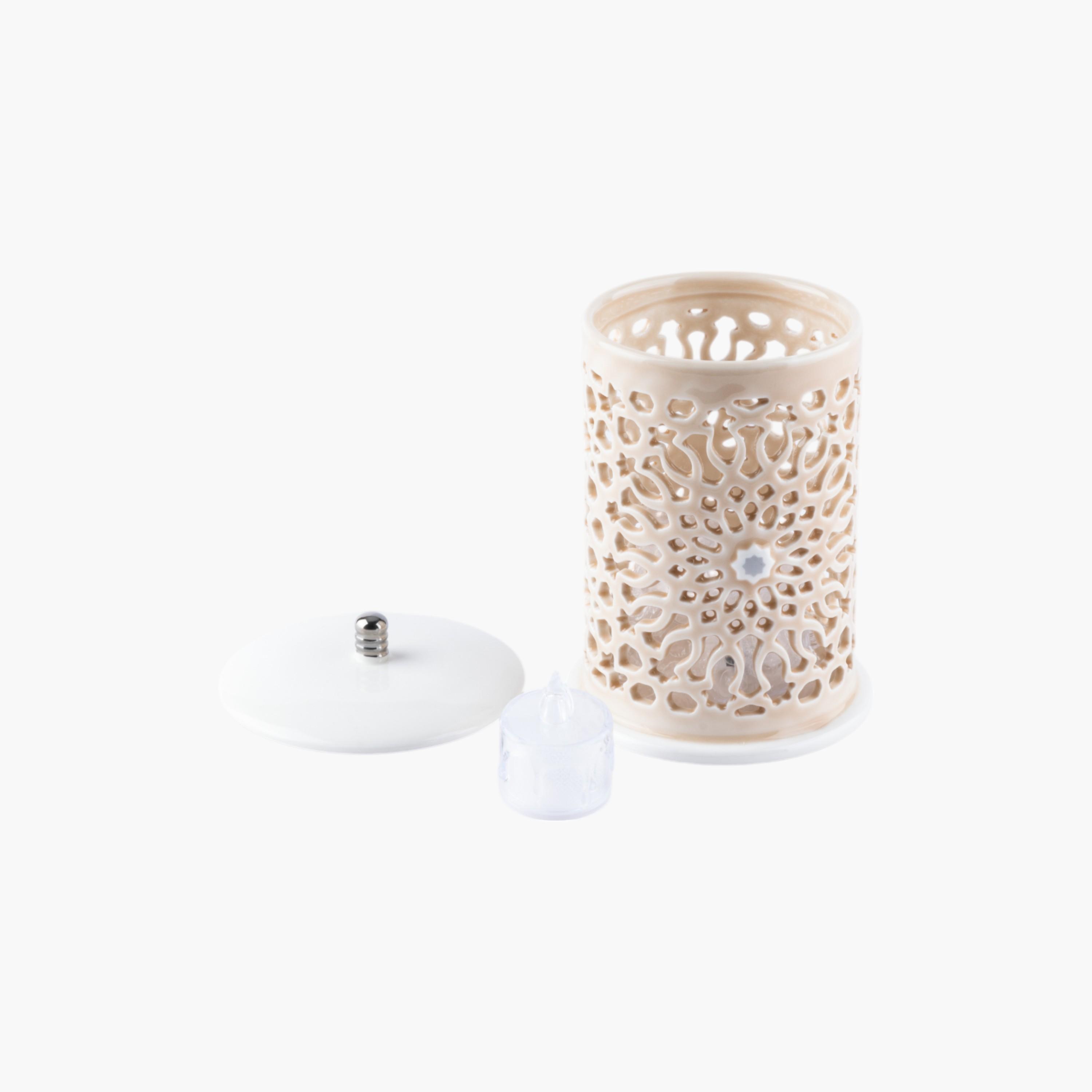 Flameless Candle with Porcelain Candleholder-household-decor-candleholdersandlanterns-image-1