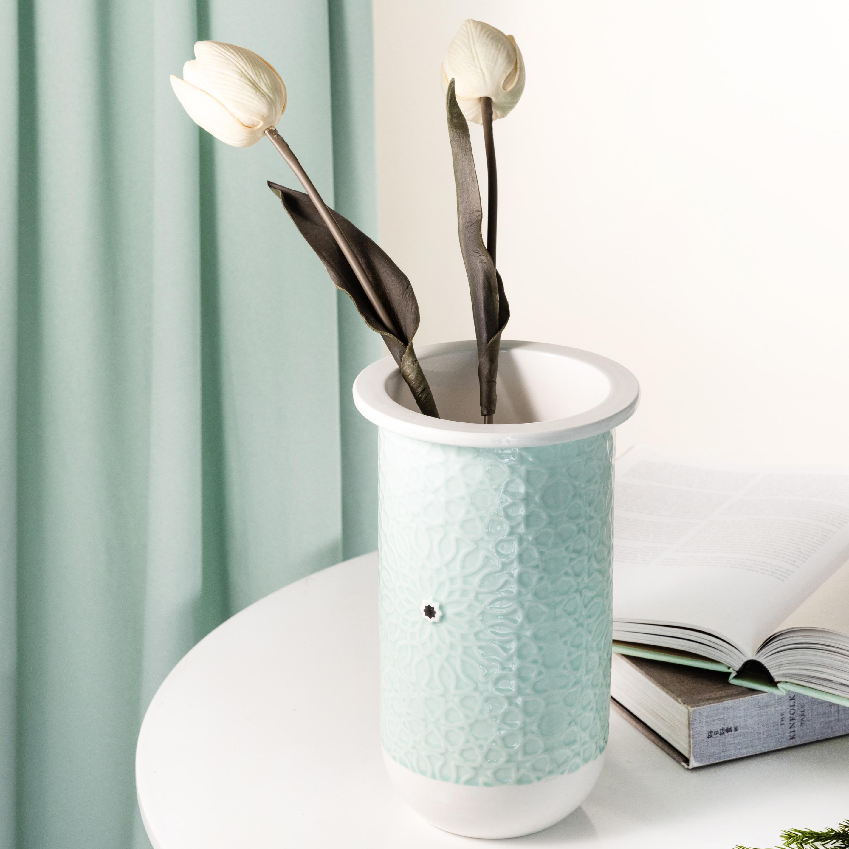 Embossed Porcelain Vase-household-decor-vasesandbowls-image-1