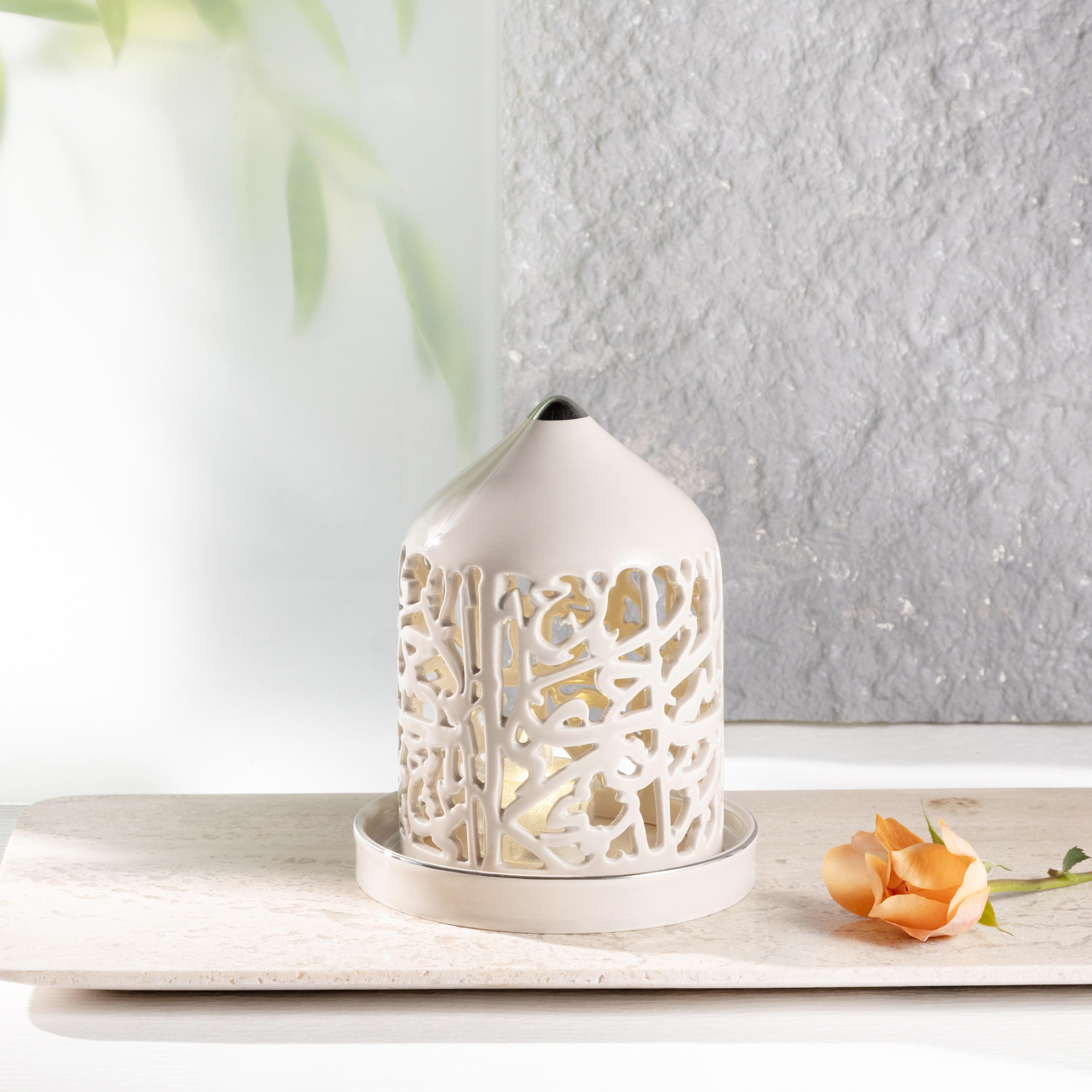 Flameless Candle with Porcelain Candleholder-household-decor-candleholdersandlanterns-image-1