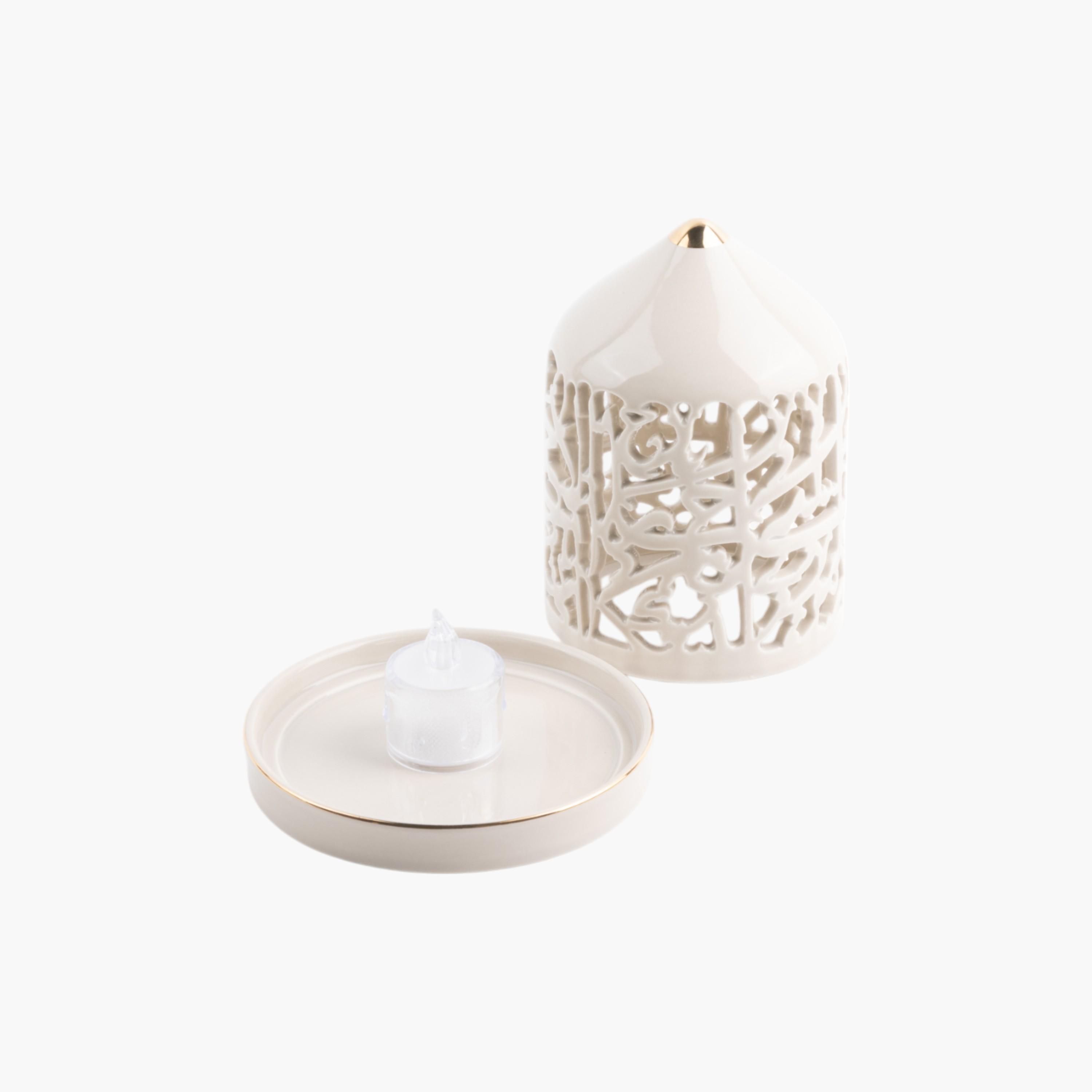 Flameless Candle with Porcelain Candleholder-household-decor-candleholdersandlanterns-image-3
