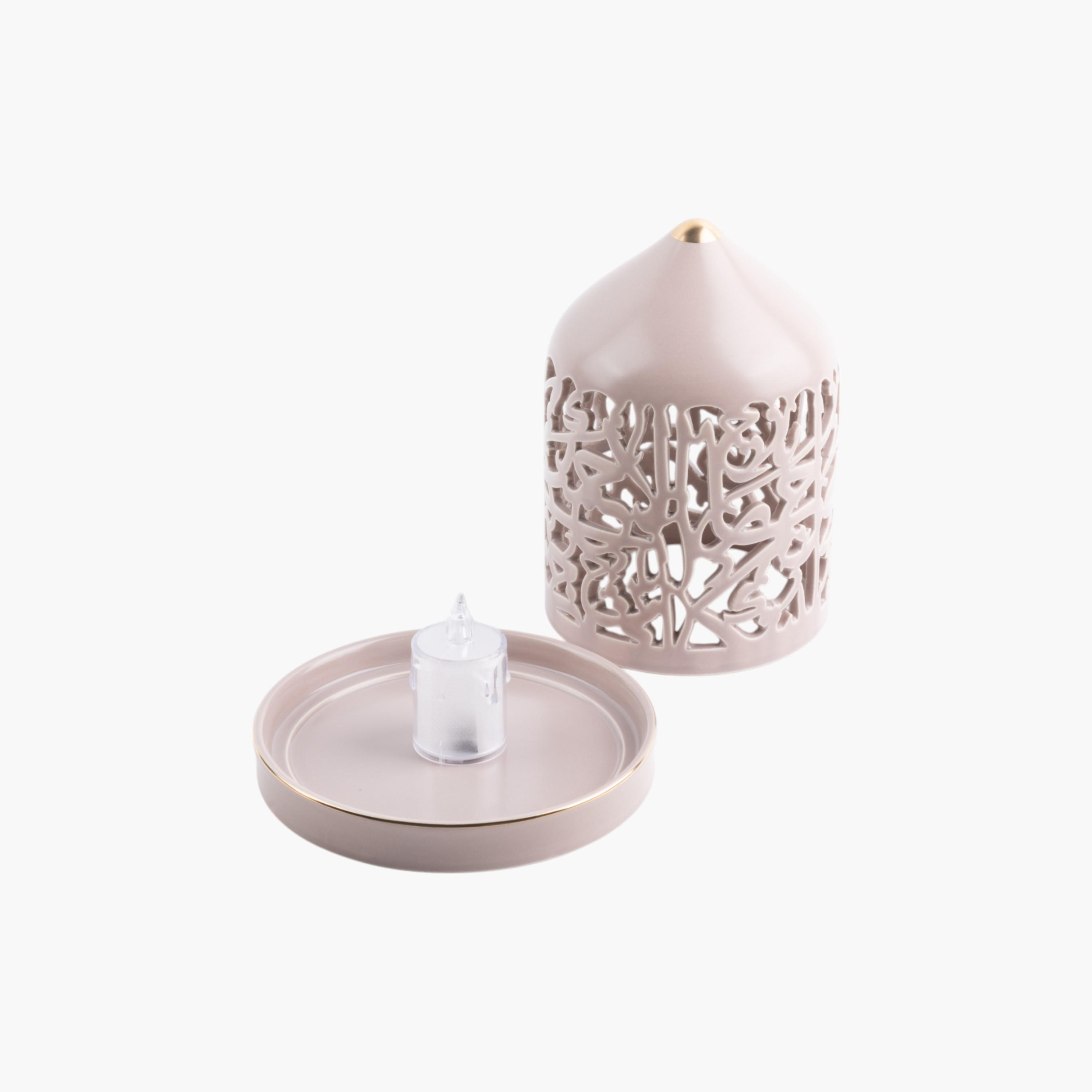 Flameless Candle with Porcelain Candleholder-household-decor-candleholdersandlanterns-image-1