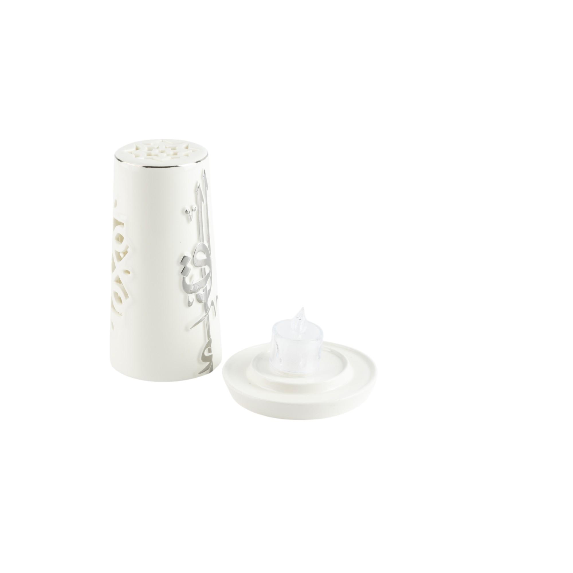 Calligraphy Accent Ceramic Flameless Candle with Candleholder-household-decor-candleholdersandlanterns-image-2