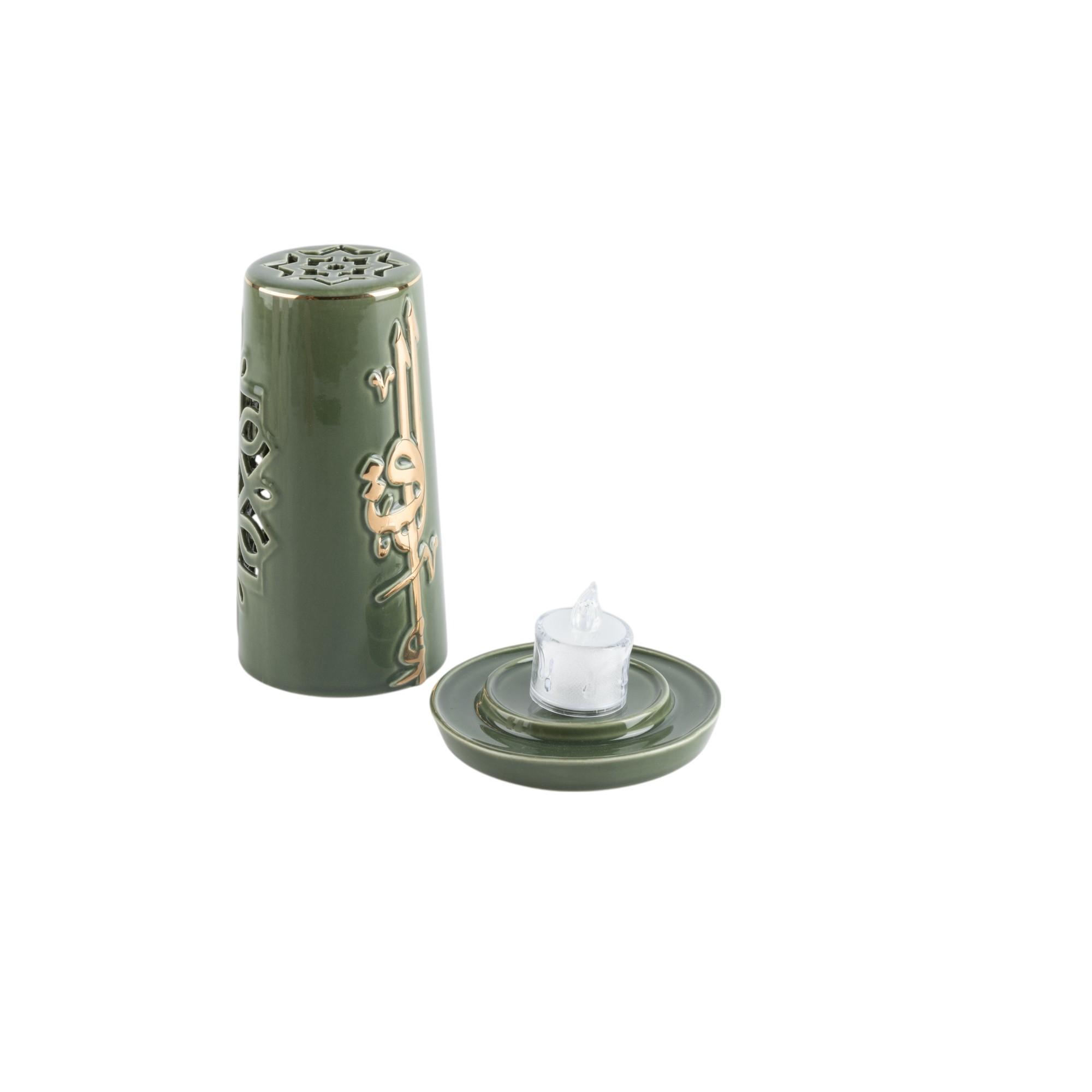 Calligraphy Accent Ceramic Flameless Candle with Candleholder-household-decor-candleholdersandlanterns-image-2
