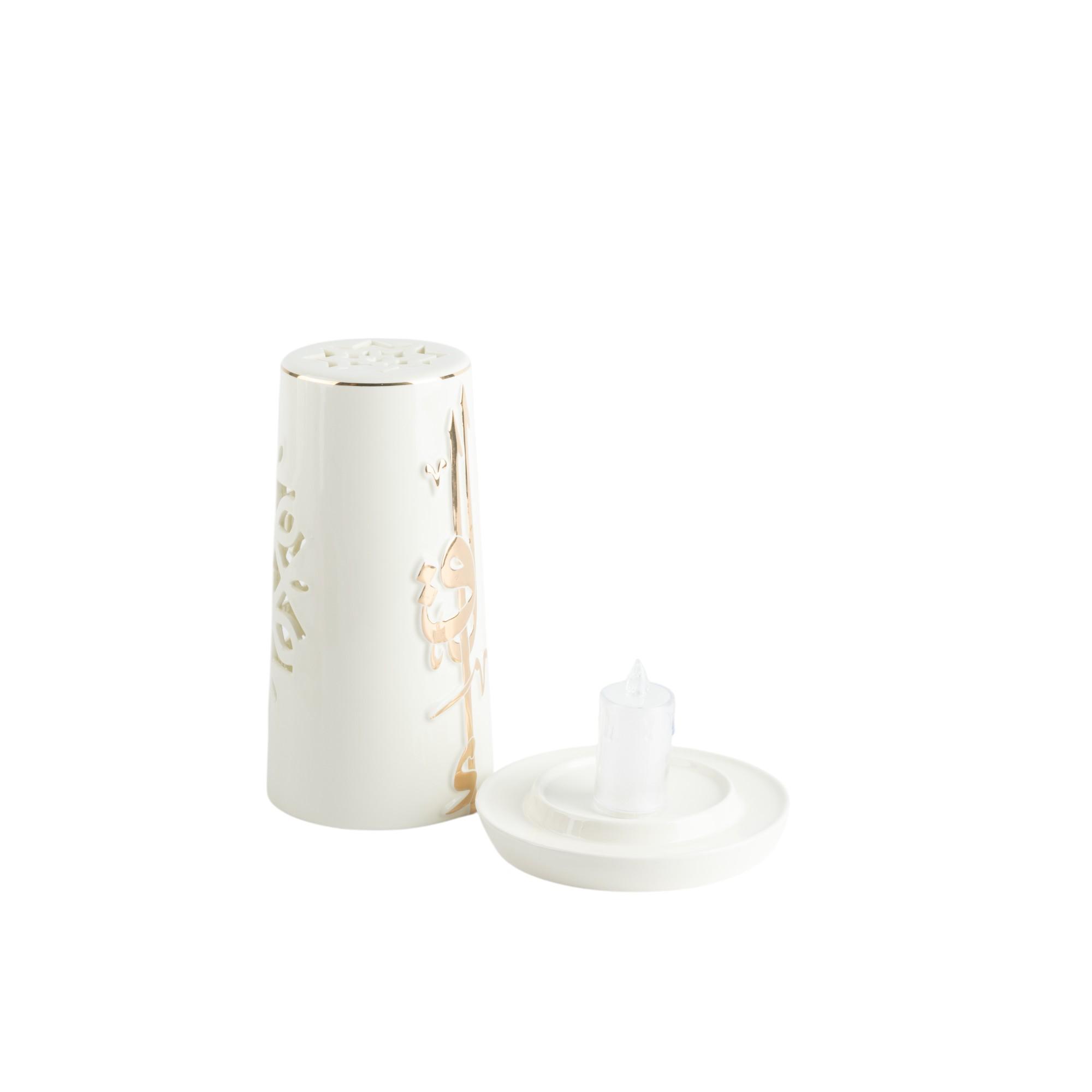 شمعة سيراميك بدون لهب بتزيينات الخط العربي مع حامل شموع من أوتانتيك-household-decor-candleholdersandlanterns-image-2