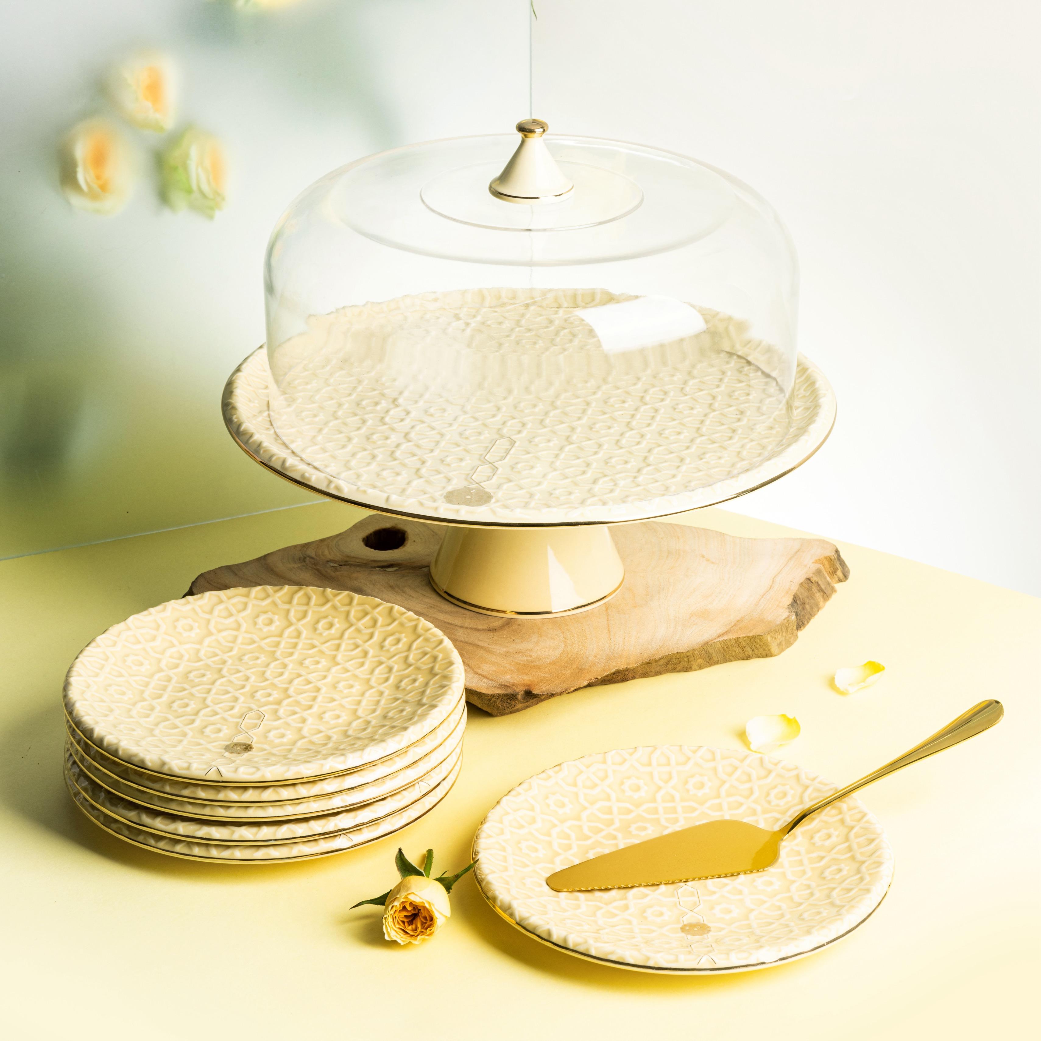 طقم تقديم الكيك البورسلان 9 قطع من أوتانتيك-household-dining-serveware-cakestands-image-1