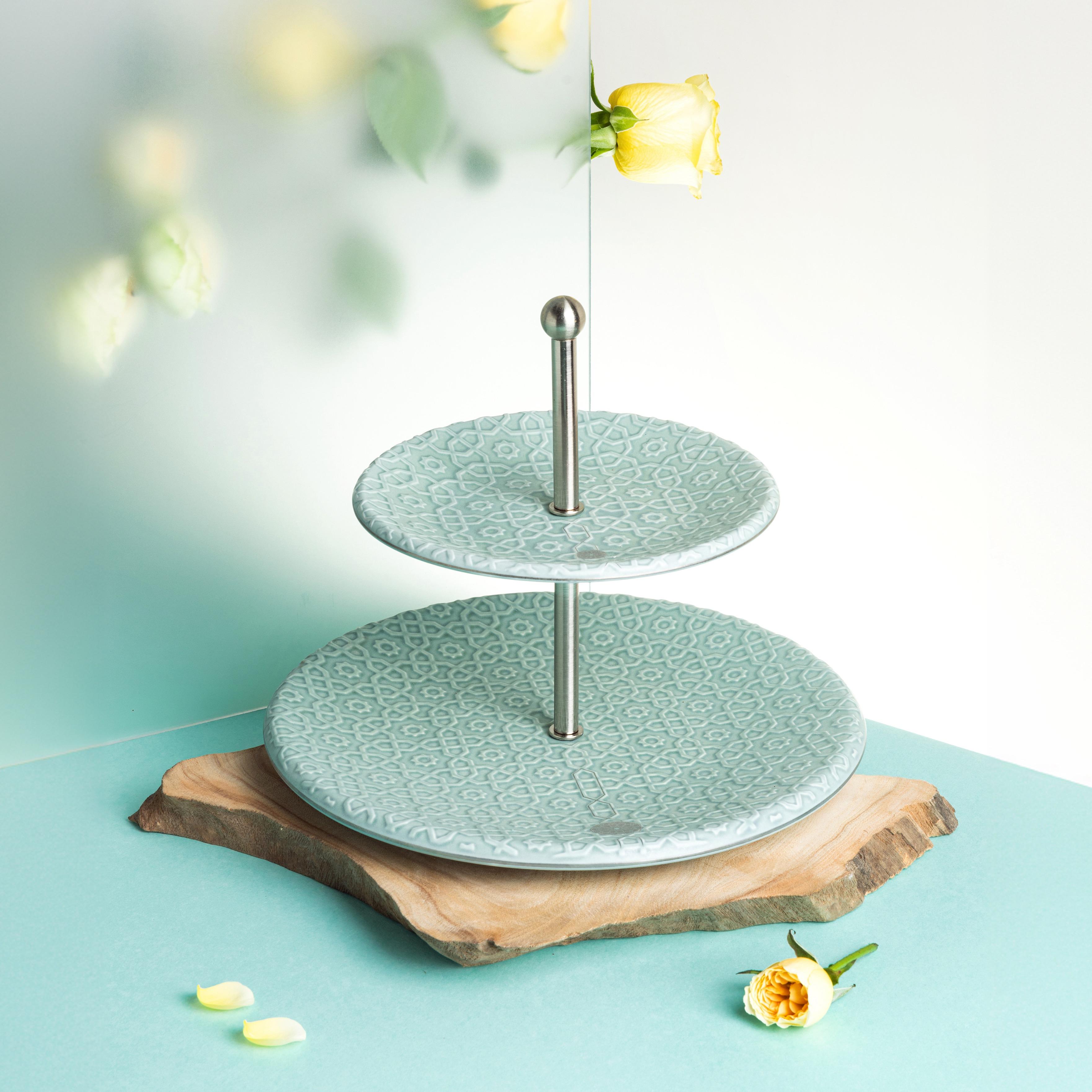 حامل كيك بورسلان بطابقين من أوتانتيك-household-dining-serveware-cakestands-image-1