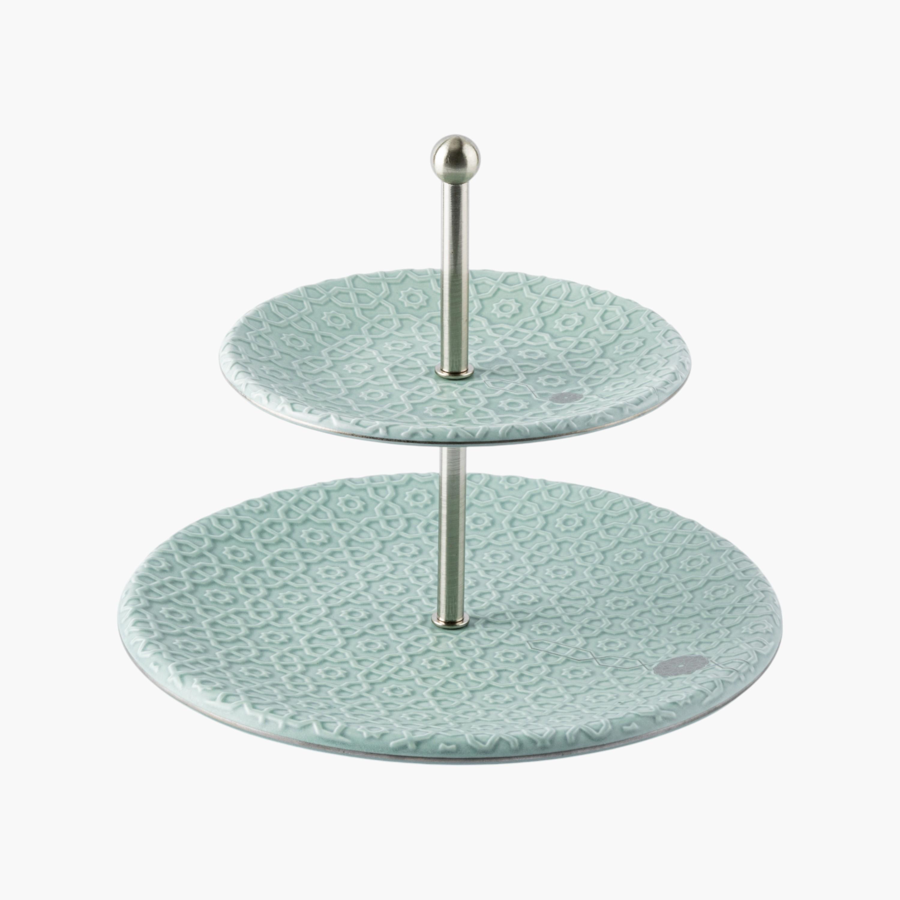 حامل كيك بورسلان بطابقين من أوتانتيك-household-dining-serveware-cakestands-image-4