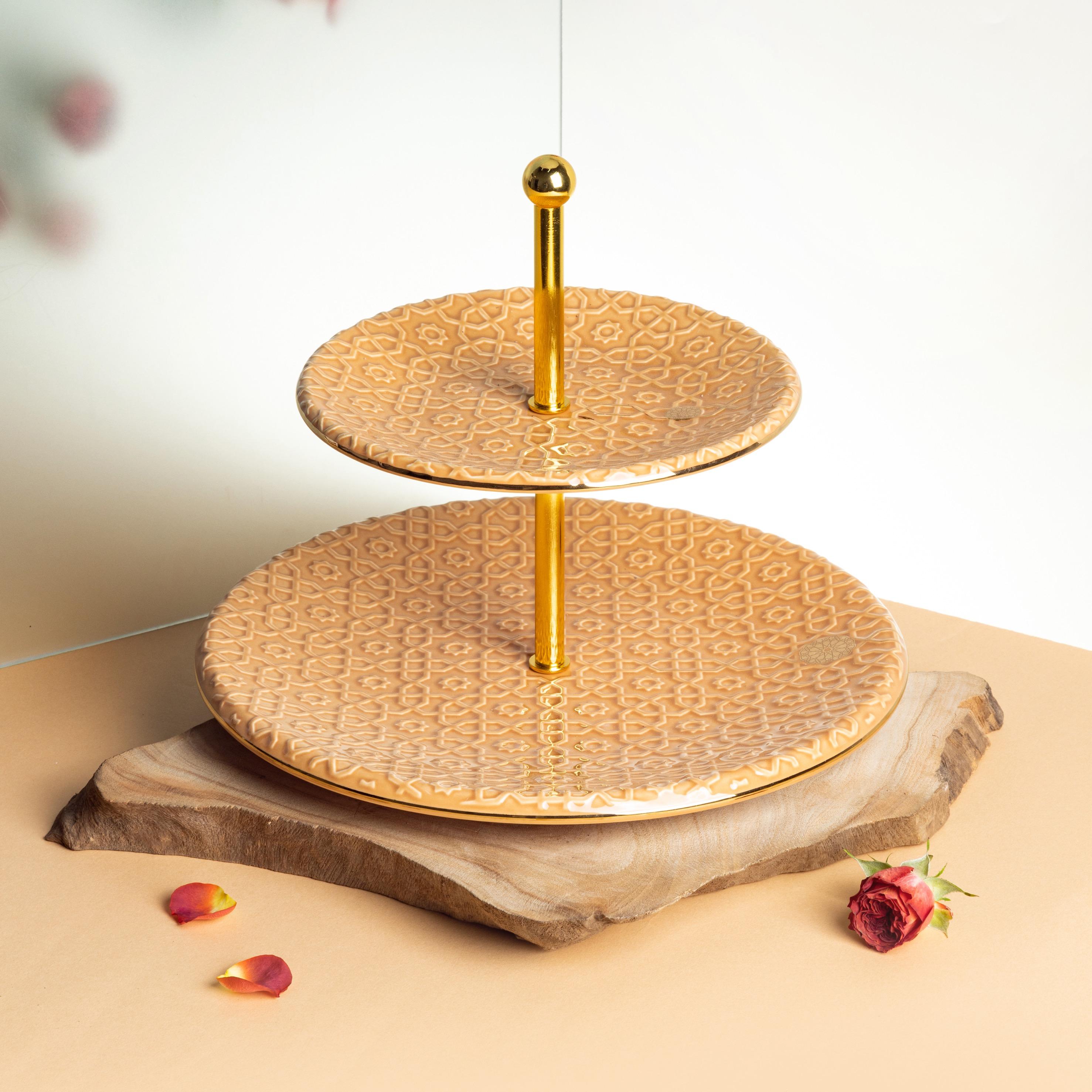 Porcelain 2-Tier Cake Stand-household-dining-serveware-cakestands-image-1