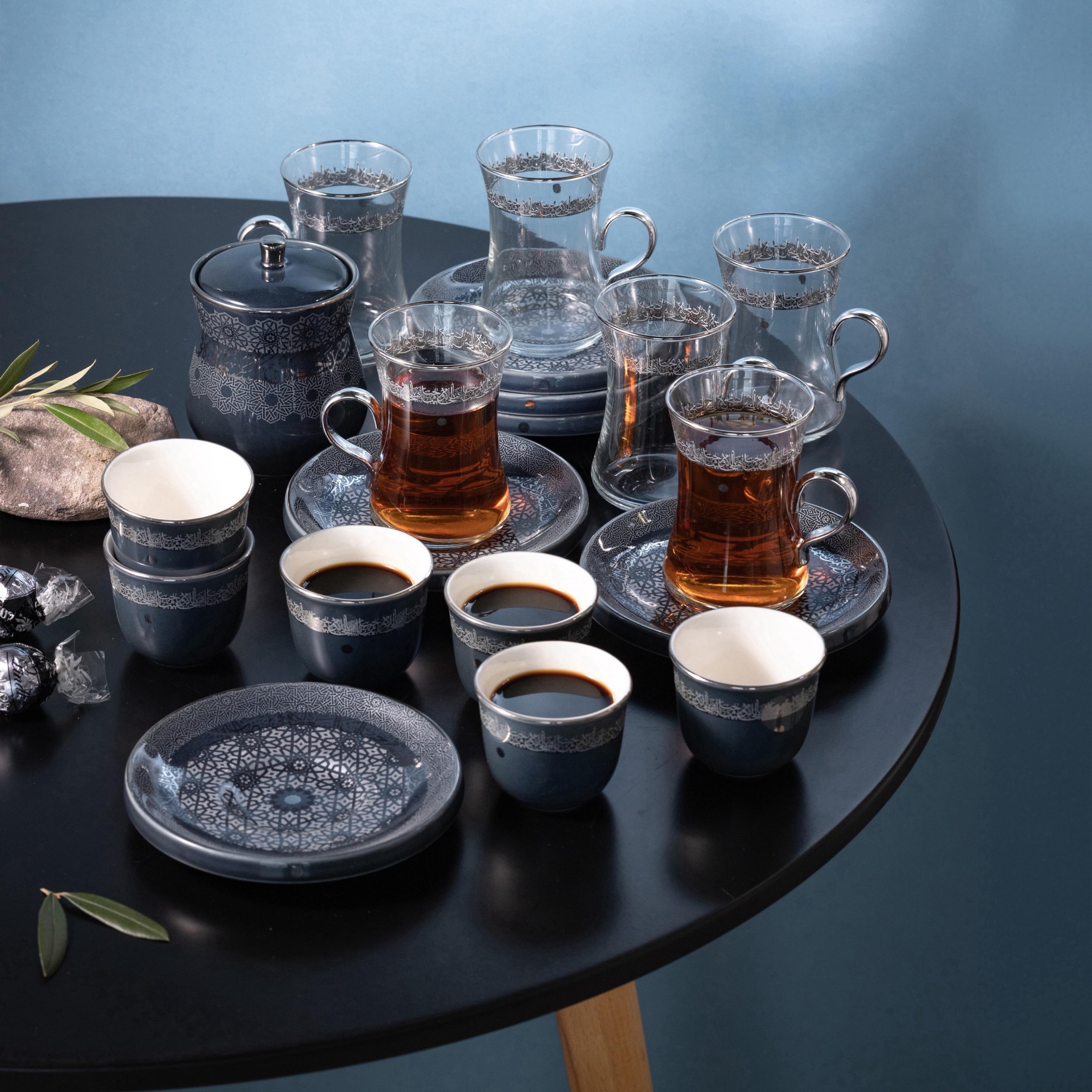 Arabic Calligraphy 19-Piece Kahwa Cup and Saucer Set-household-dining-teaandcoffee-teaandcoffeesets-image-1