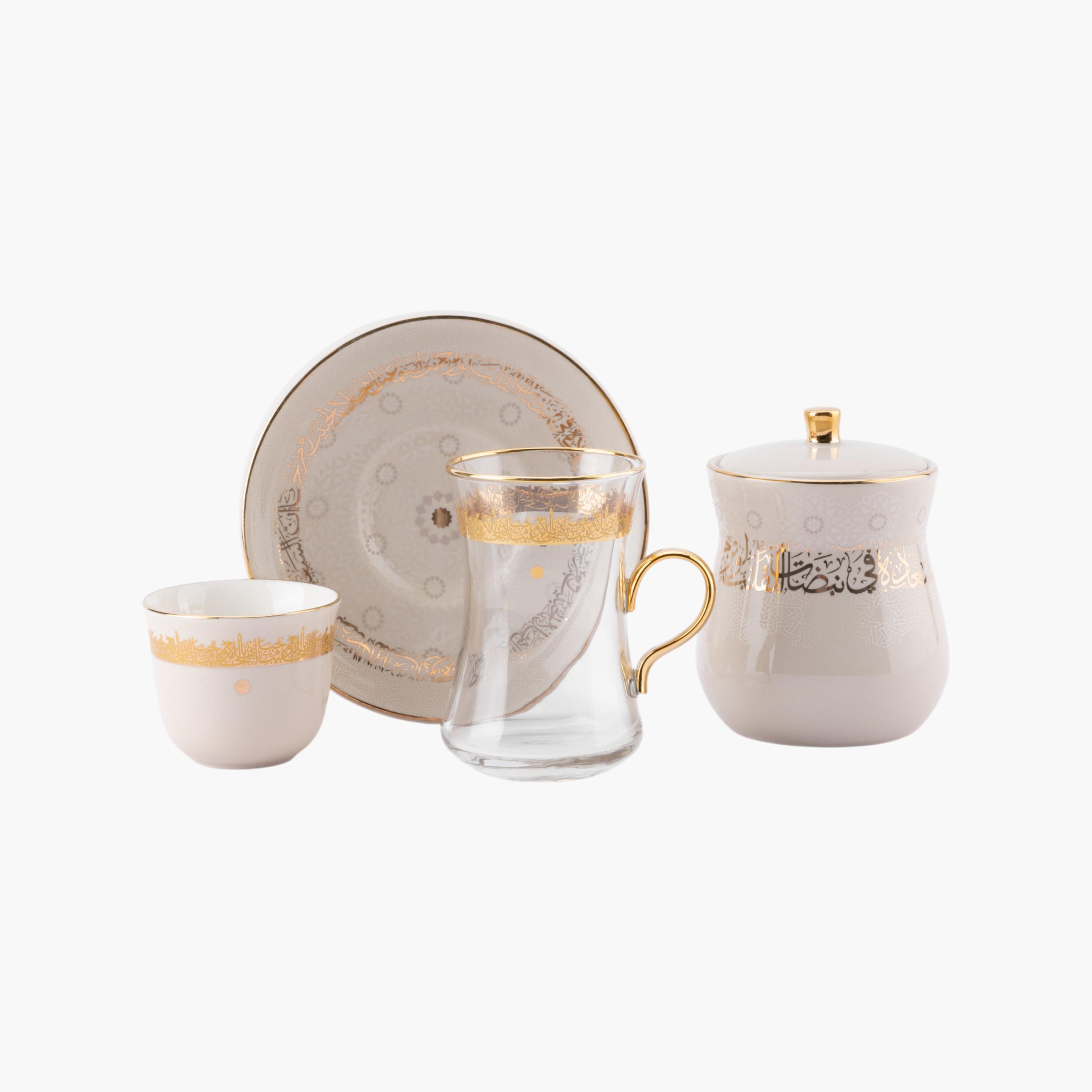 Arabic Calligraphy 19-Piece Porcelain Kahwa Cup and Saucer Set-household-dining-teaandcoffee-teaandcoffeesets-image-2