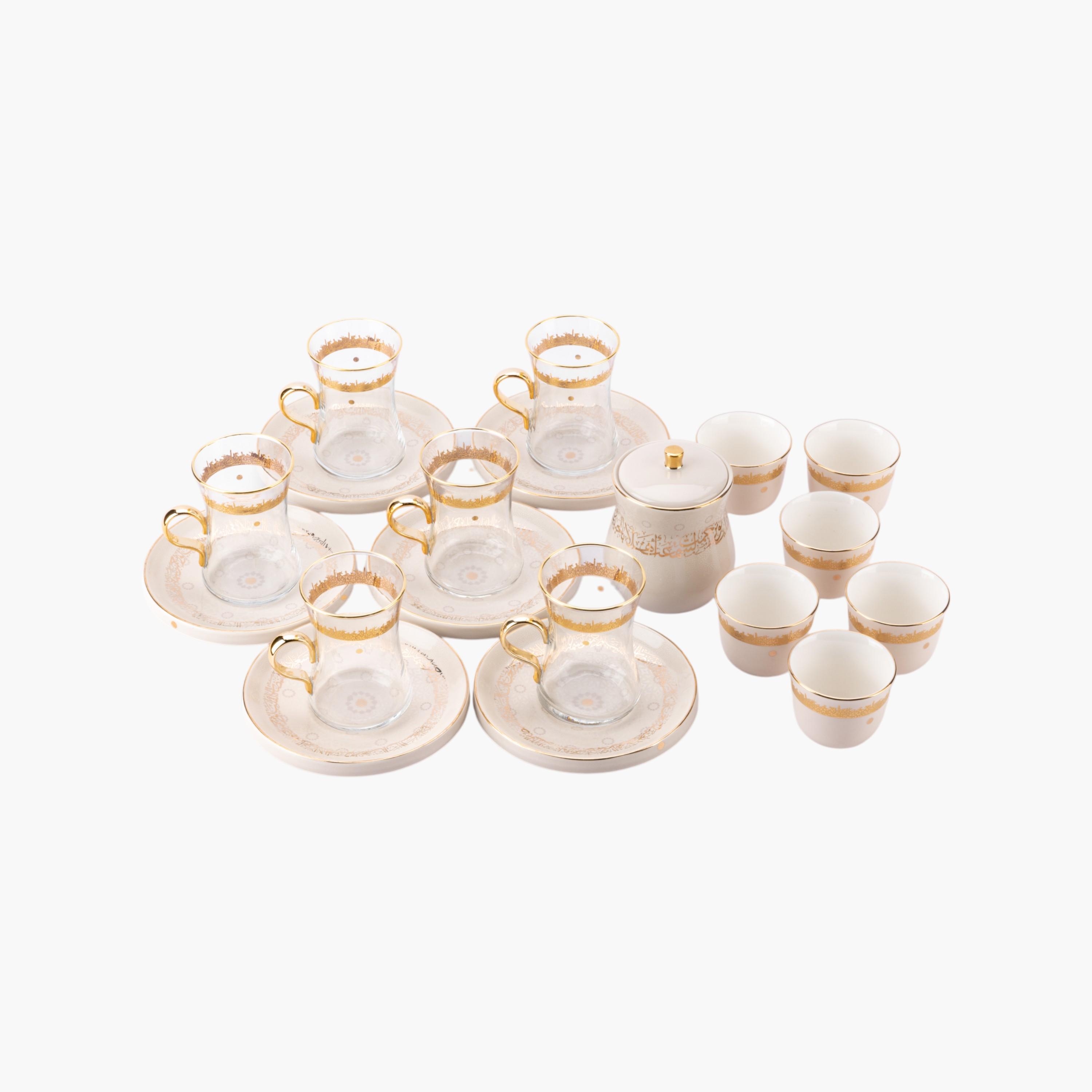 طقم فناجين وصحون قهوة بورسلان بتزيينات الخط العربي 19 قطعة من أوتانتيك-household-dining-teaandcoffee-teaandcoffeesets-image-7