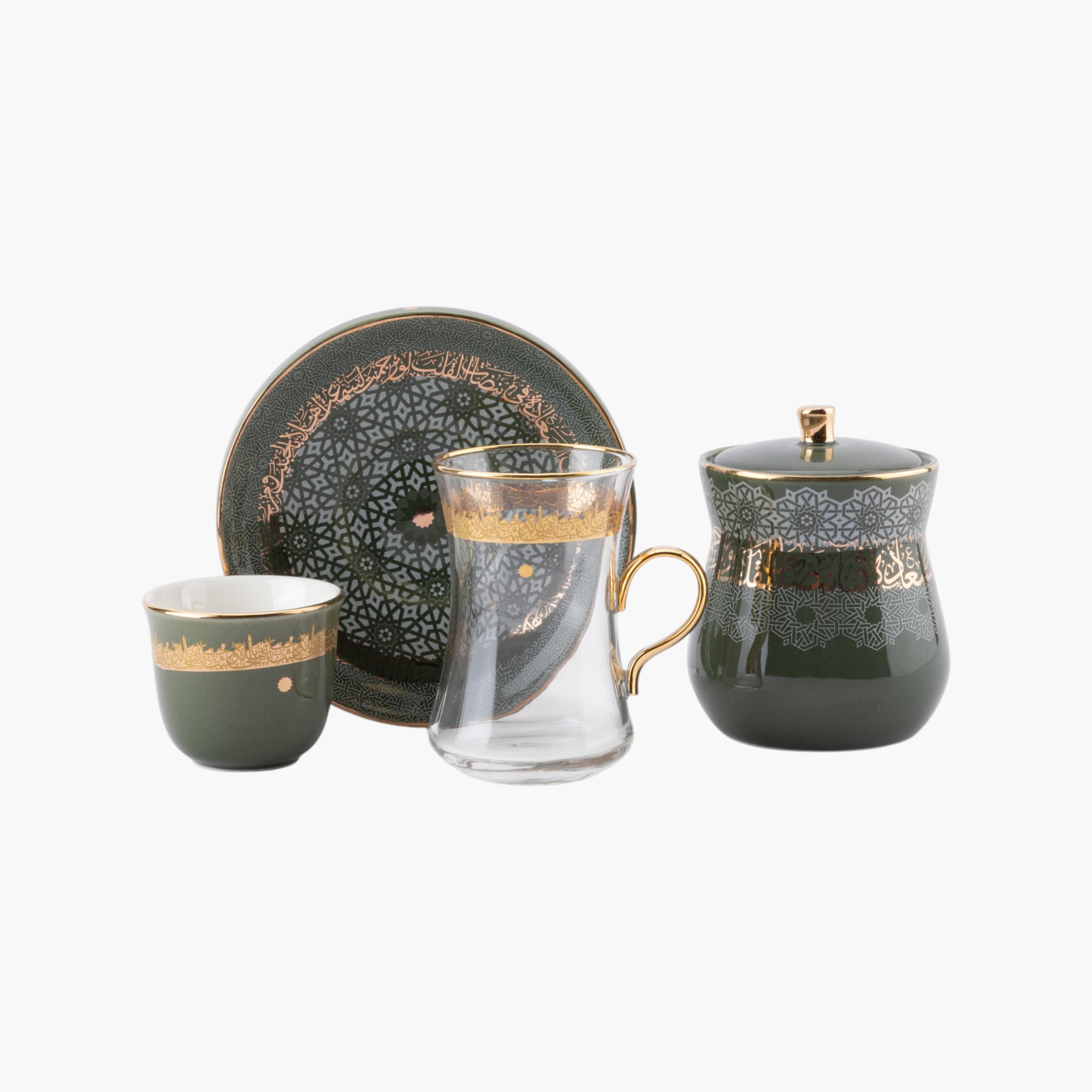 Arabic Calligraphy 19-Piece Kahwa Cup and Saucer Set-household-dining-teaandcoffee-teaandcoffeesets-image-2
