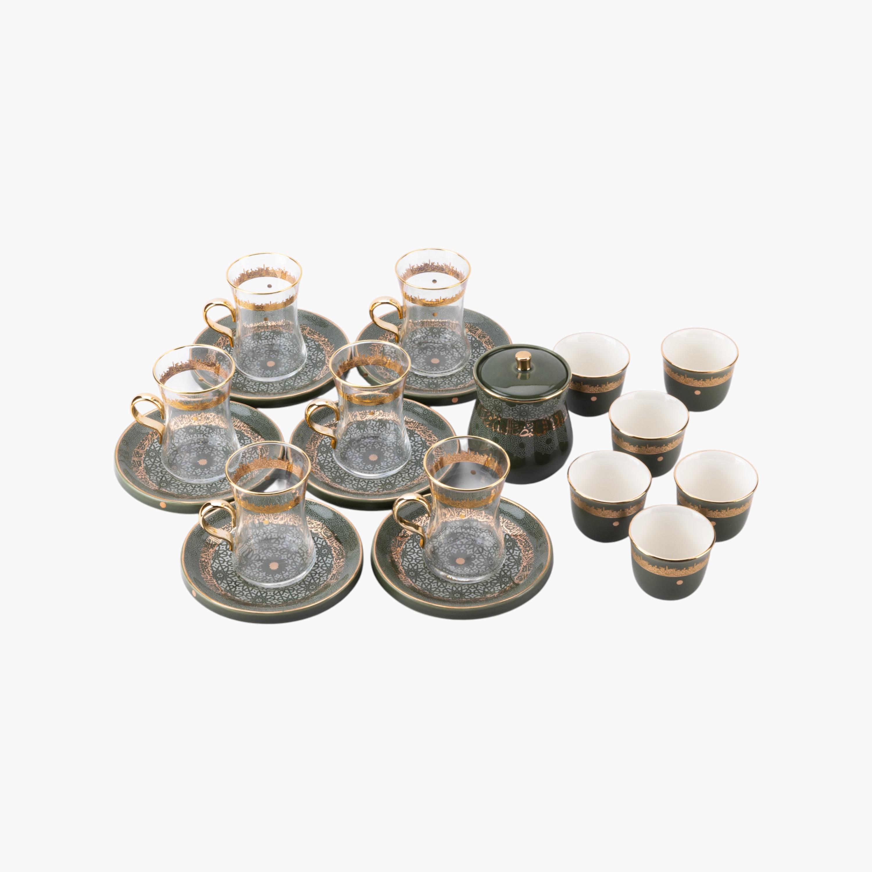 Arabic Calligraphy 19-Piece Kahwa Cup and Saucer Set-household-dining-teaandcoffee-teaandcoffeesets-image-7