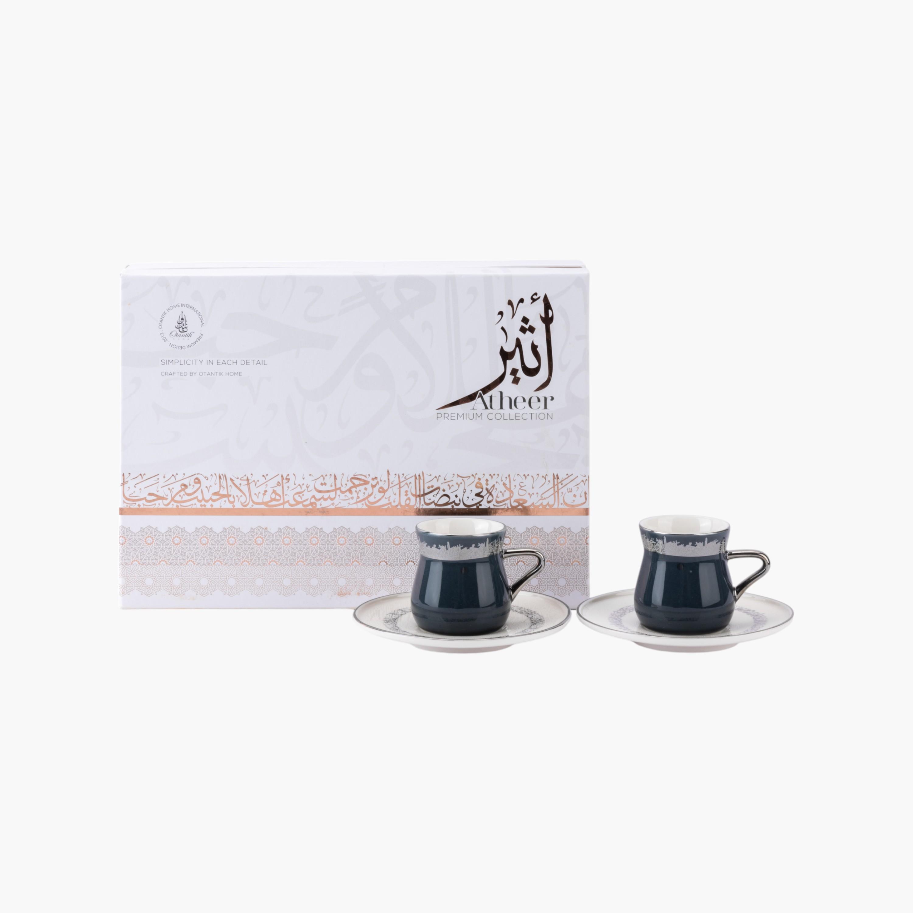 طقم فناجين قهوة تركي مع صحون بزخارف الخط العربي 12 قطعة من أوتانتيك-household-dining-teaandcoffee-teaandcoffeesets-image-6