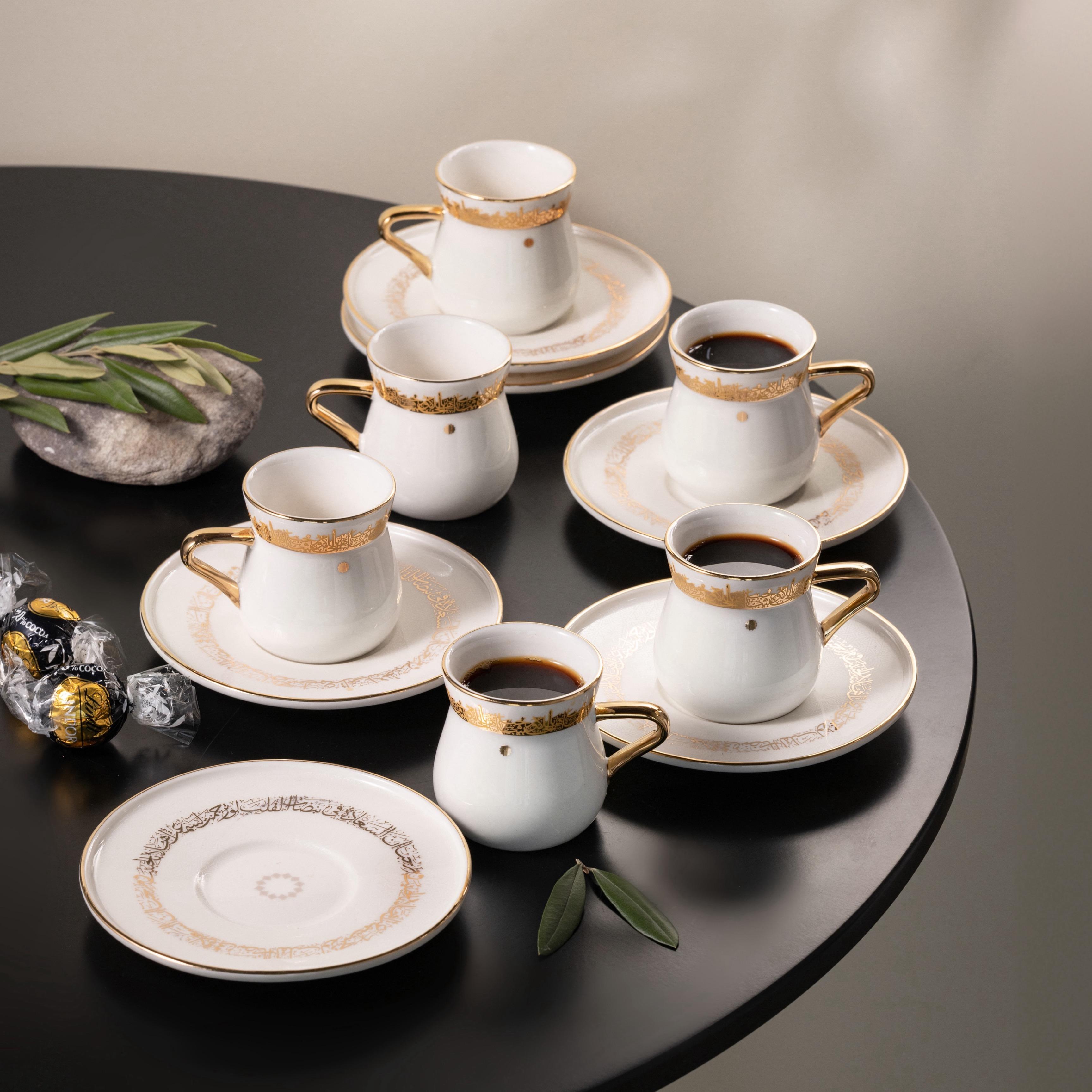 Arabic Calligraphy 12-Piece Turkish Coffee Cup and Saucer Set-household-dining-teaandcoffee-teaandcoffeesets-image-1