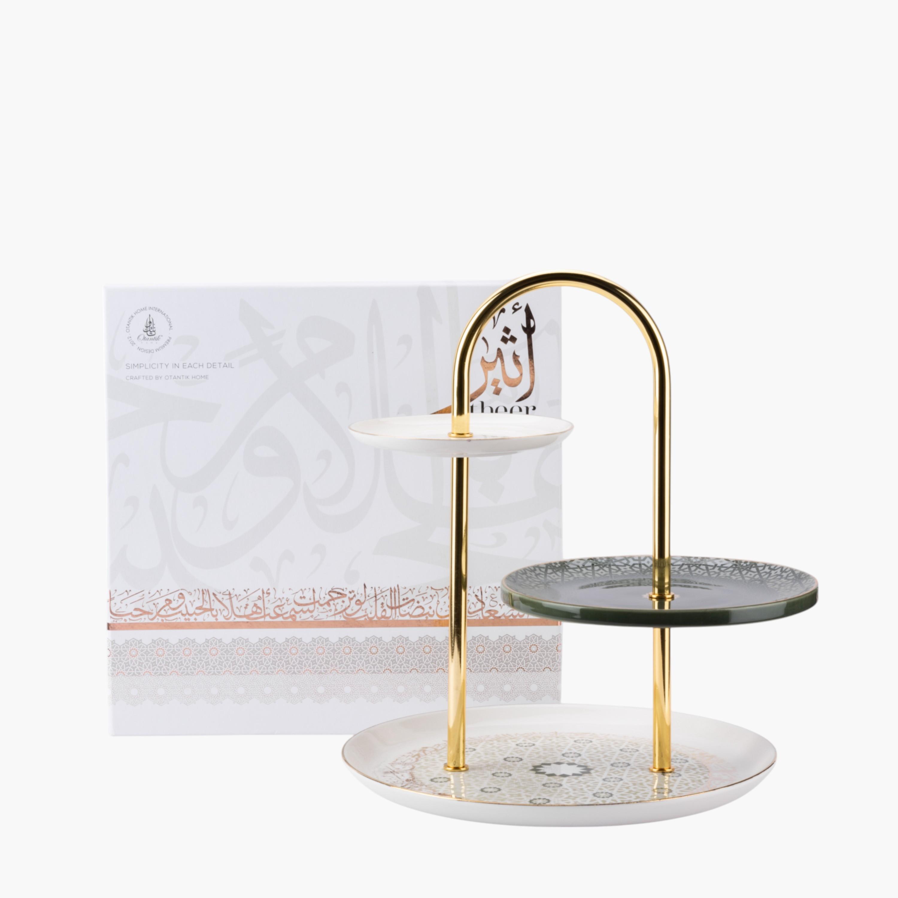 حامل كيك بورسلان 3 طبقات من أوتانتك-household-dining-serveware-cakestands-image-5