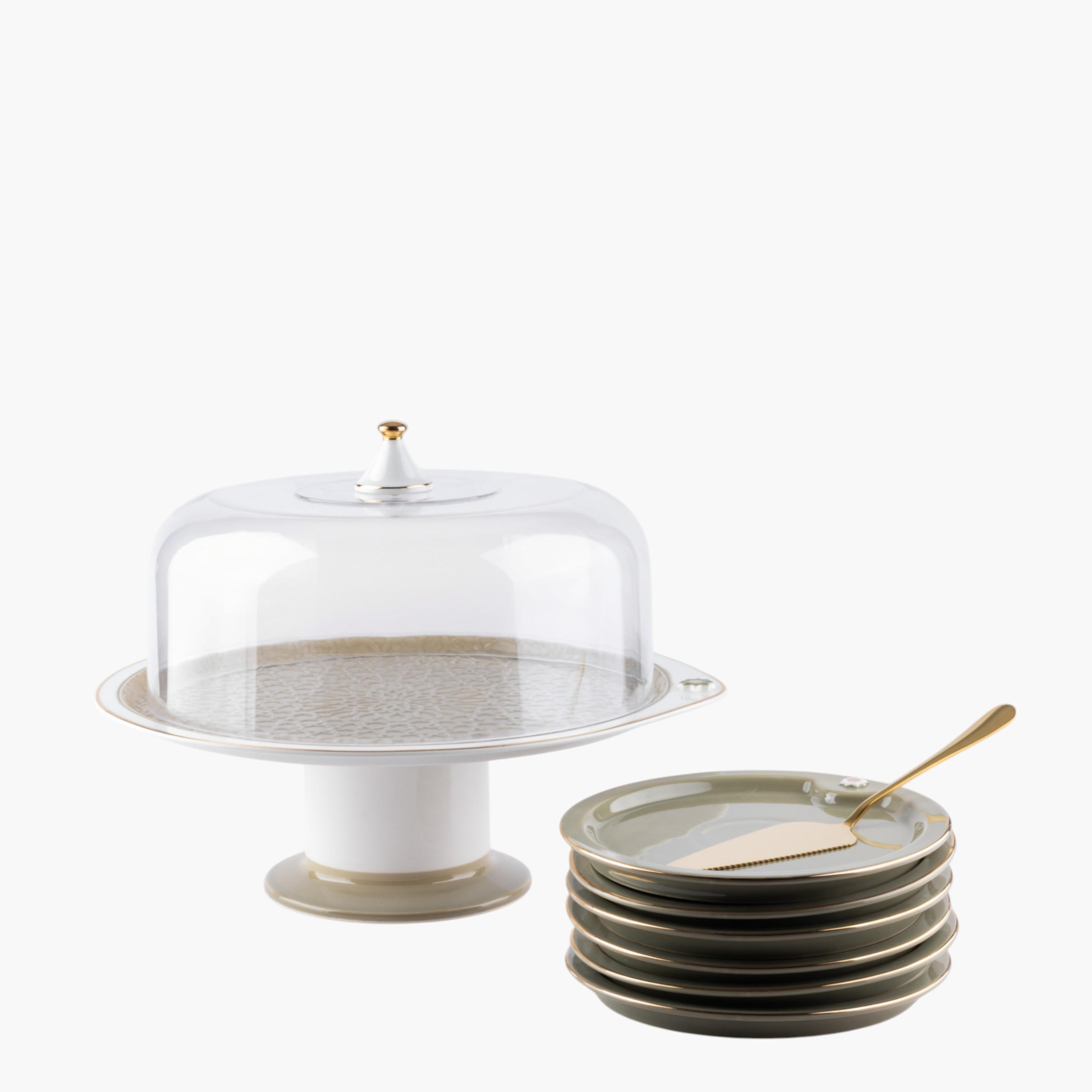 طقم تقديم كيك بورسلان 9 قطع من أوتانتيك-household-dining-serveware-cakestands-image-3
