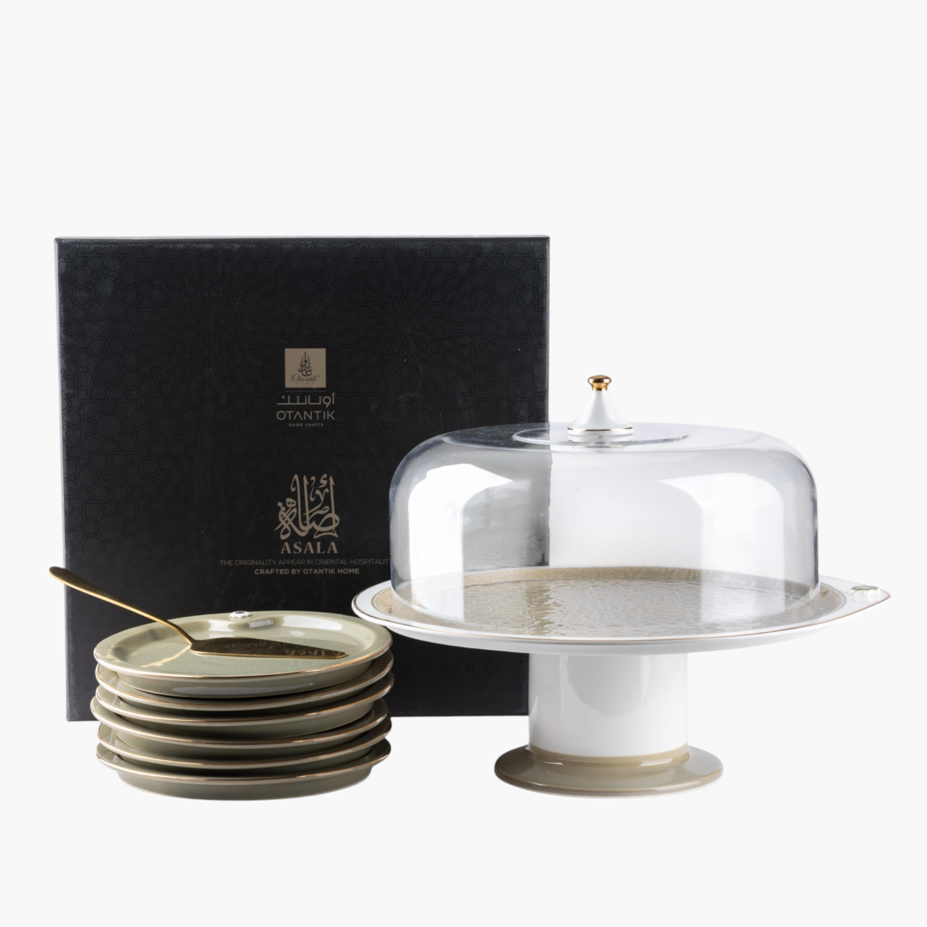 طقم تقديم كيك بورسلان 9 قطع من أوتانتيك-household-dining-serveware-cakestands-image-7