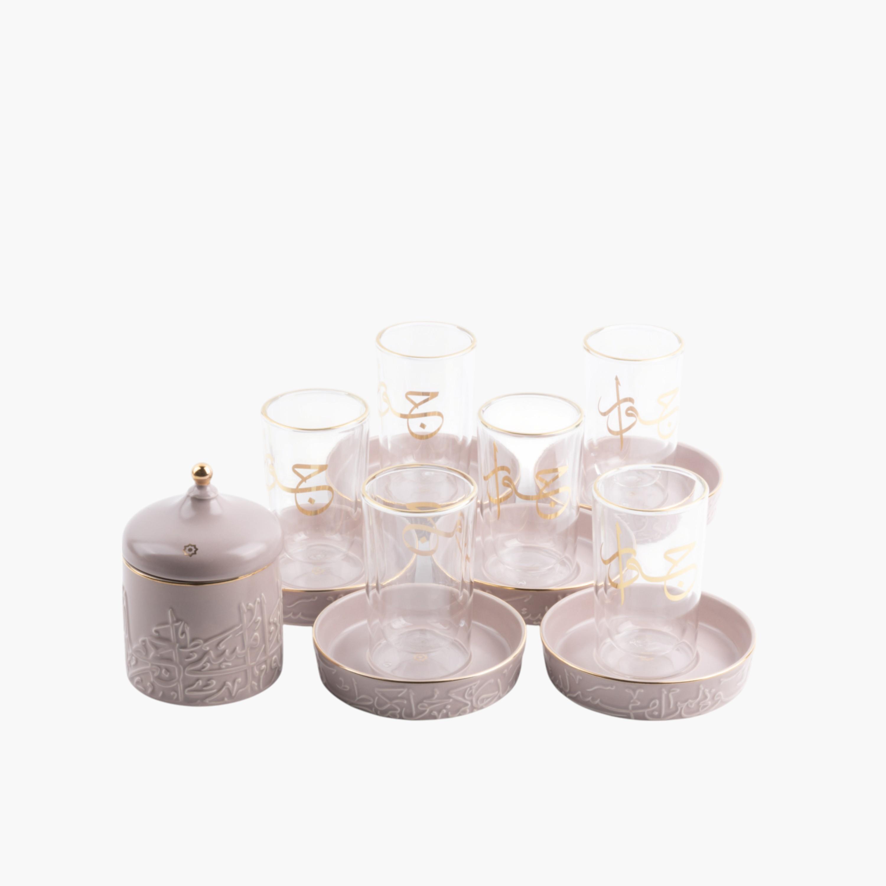 Calligraphy 13-Piece Tea Cup and Saucer Set-household-dining-teaandcoffee-teaandcoffeesets-image-3