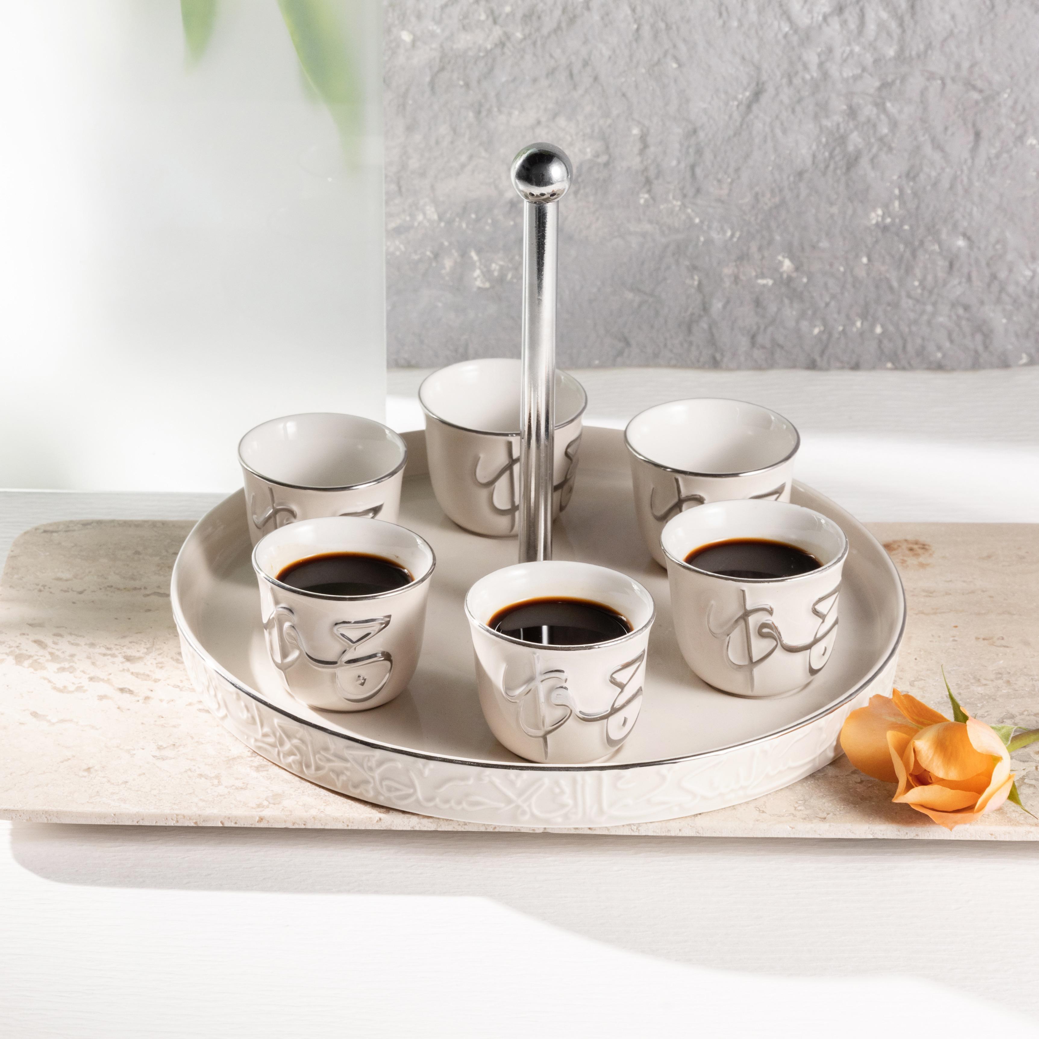 طقم قهوة بورسلان مزين بالخط العربي 6 قطع من أوتانتيك-household-dining-teaandcoffee-teaandcoffeesets-image-1