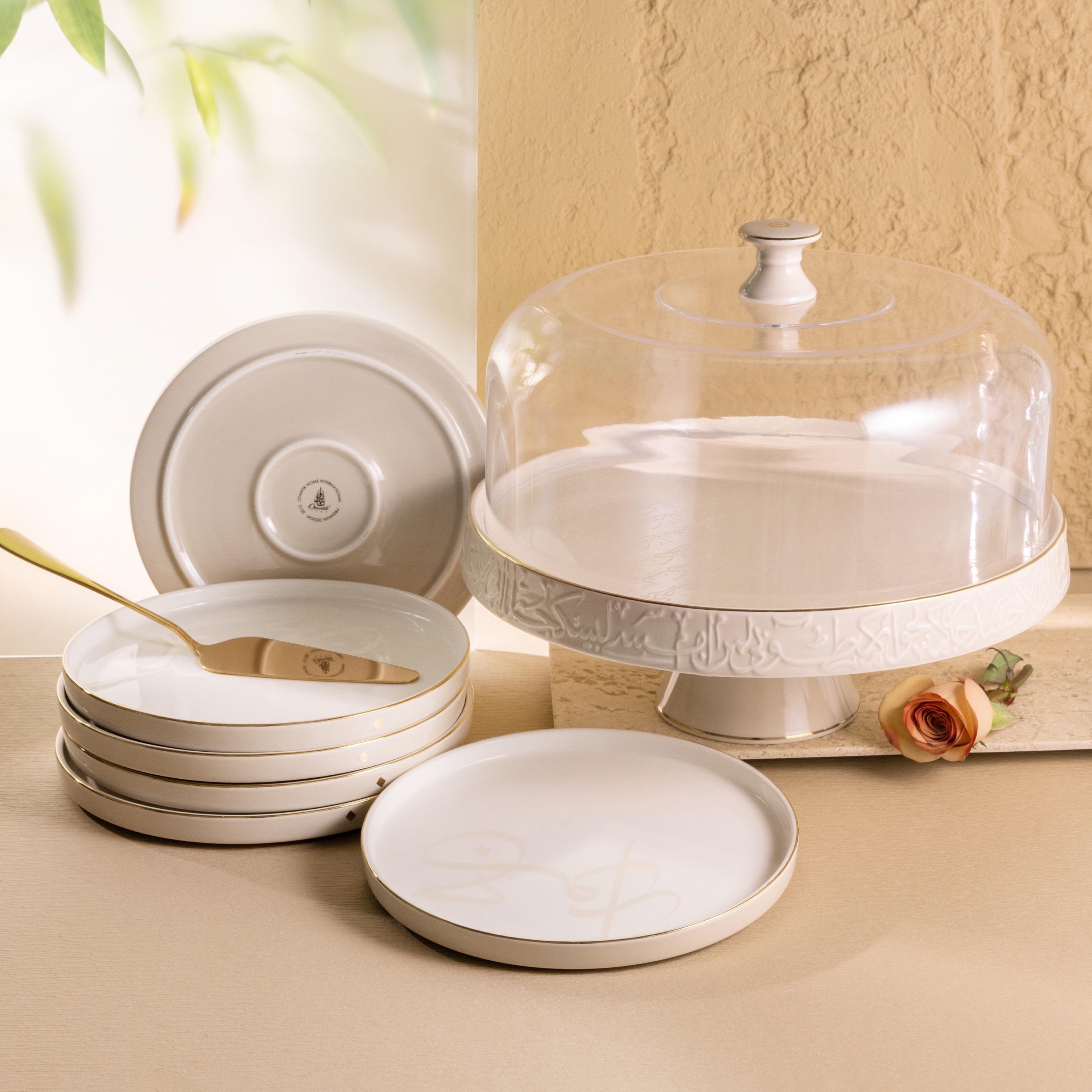 طقم تقديم كيك بورسلان - 9 قطع من أوتانتيك-household-dining-serveware-cakestands-image-1