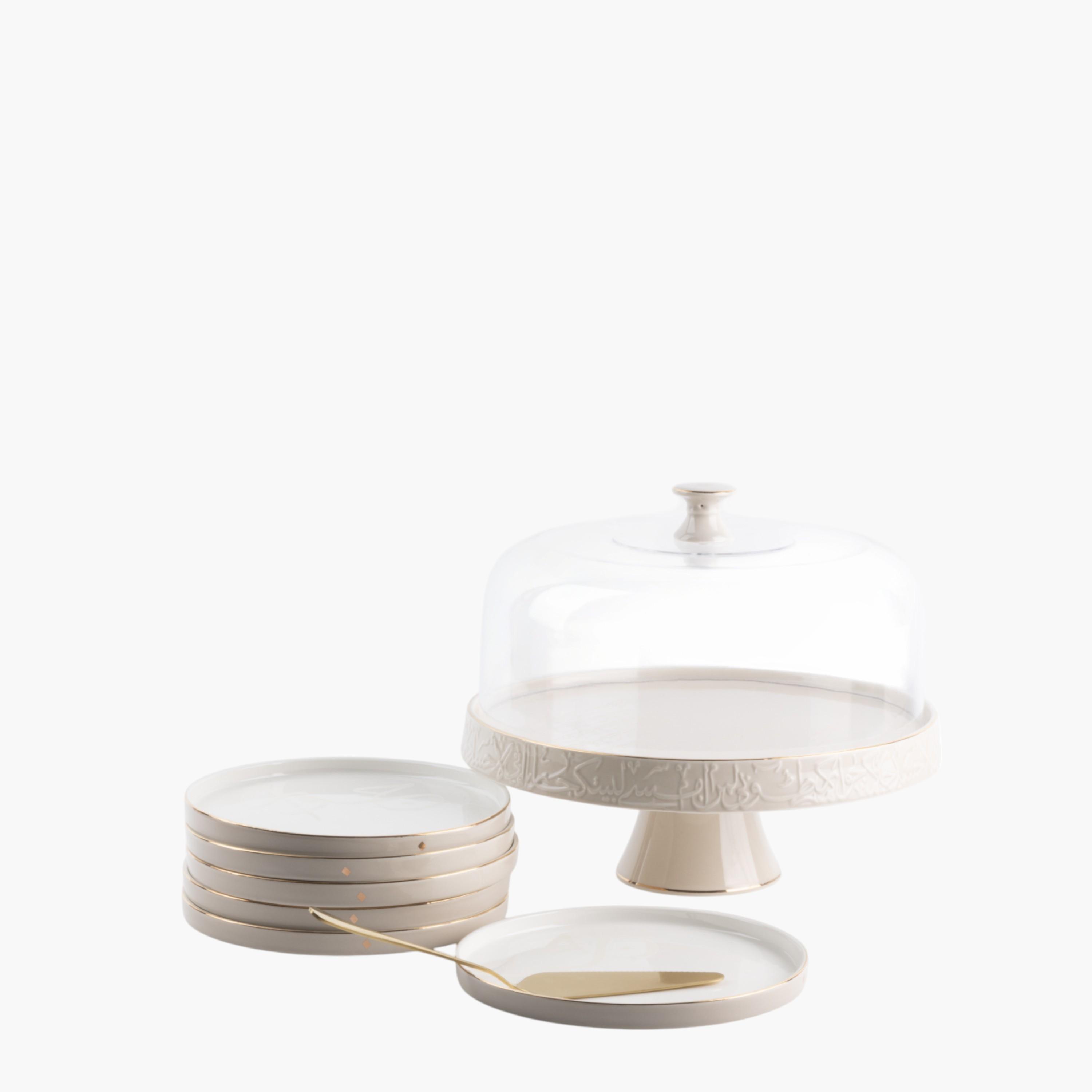 طقم تقديم كيك بورسلان - 9 قطع من أوتانتيك-household-dining-serveware-cakestands-image-4