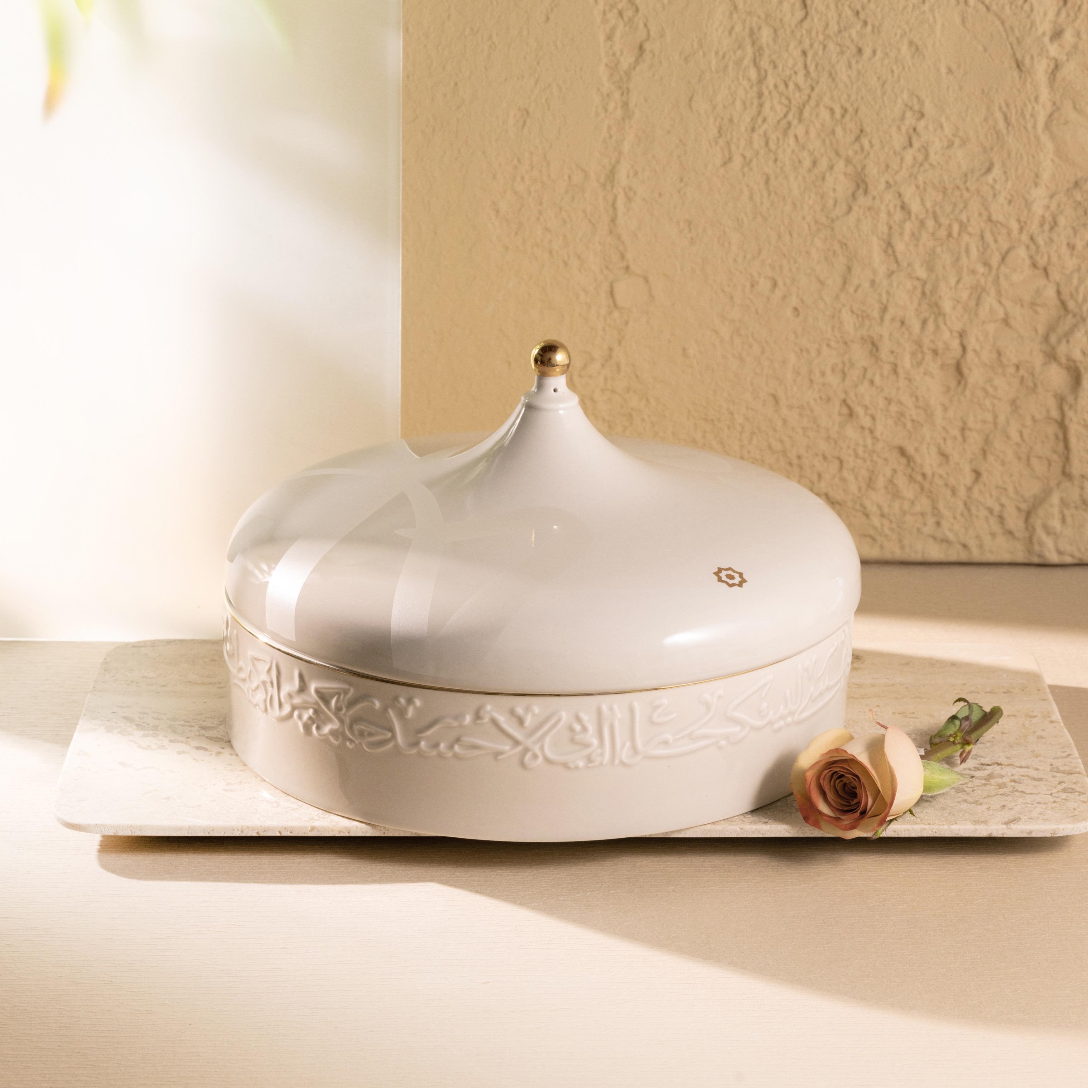 Calligraphy Embossed Porcelain Date Bowl with Lid-household-dining-dinnerware-bowls-image-1