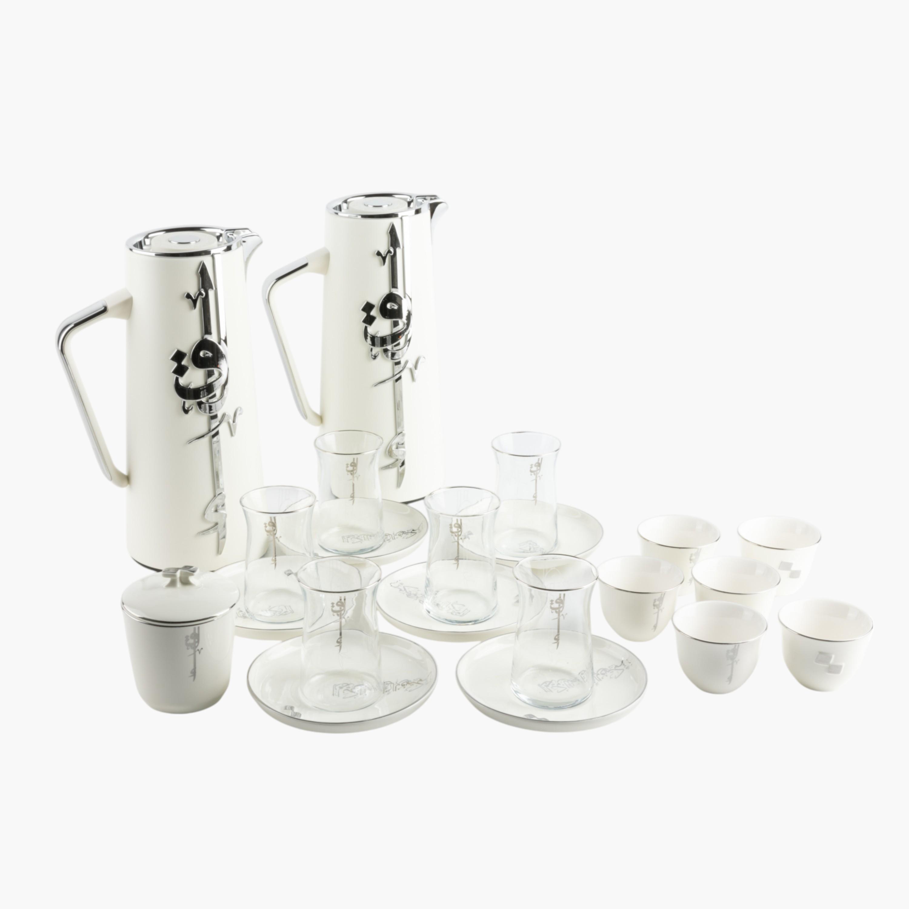 Calligraphy 15-Piece Porcelain Kahwa Cup and Saucer Set-household-dining-teaandcoffee-teaandcoffeesets-image-2
