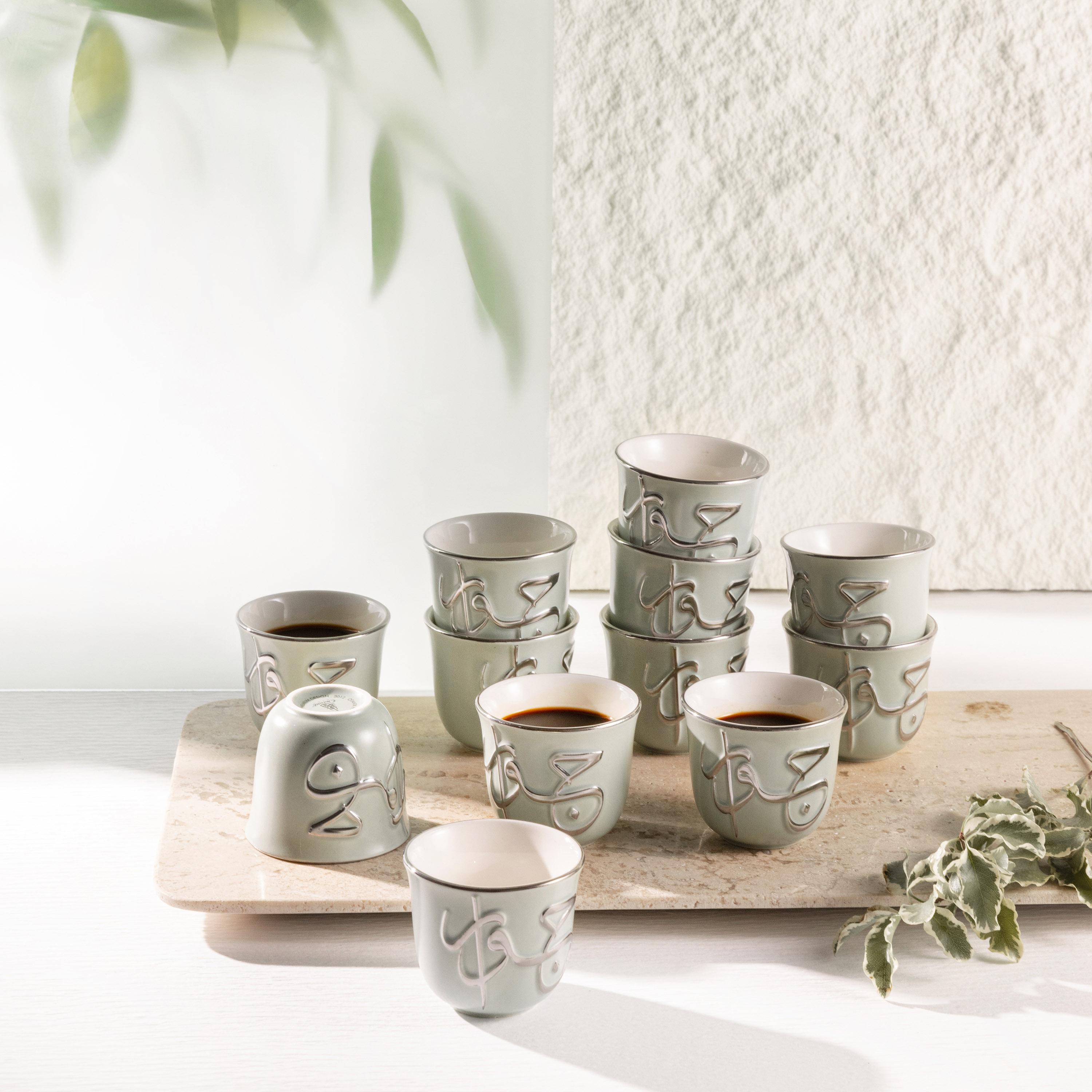 Calligraphy 12-Piece Porcelain Kahwa Set-household-dining-teaandcoffee-teaandcoffeesets-image-1
