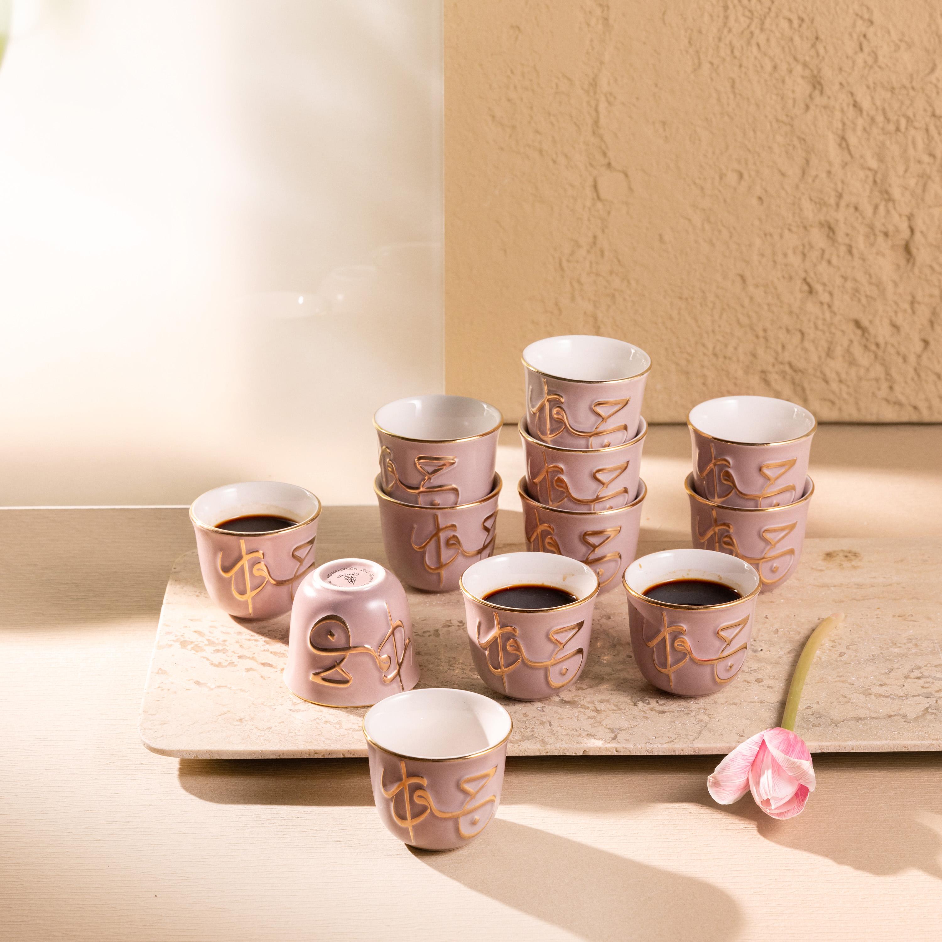 طقم قهوة بورسلان مزين بالخط العربي 12 قطعة من أوتانتيك-household-dining-teaandcoffee-teaandcoffeesets-image-1