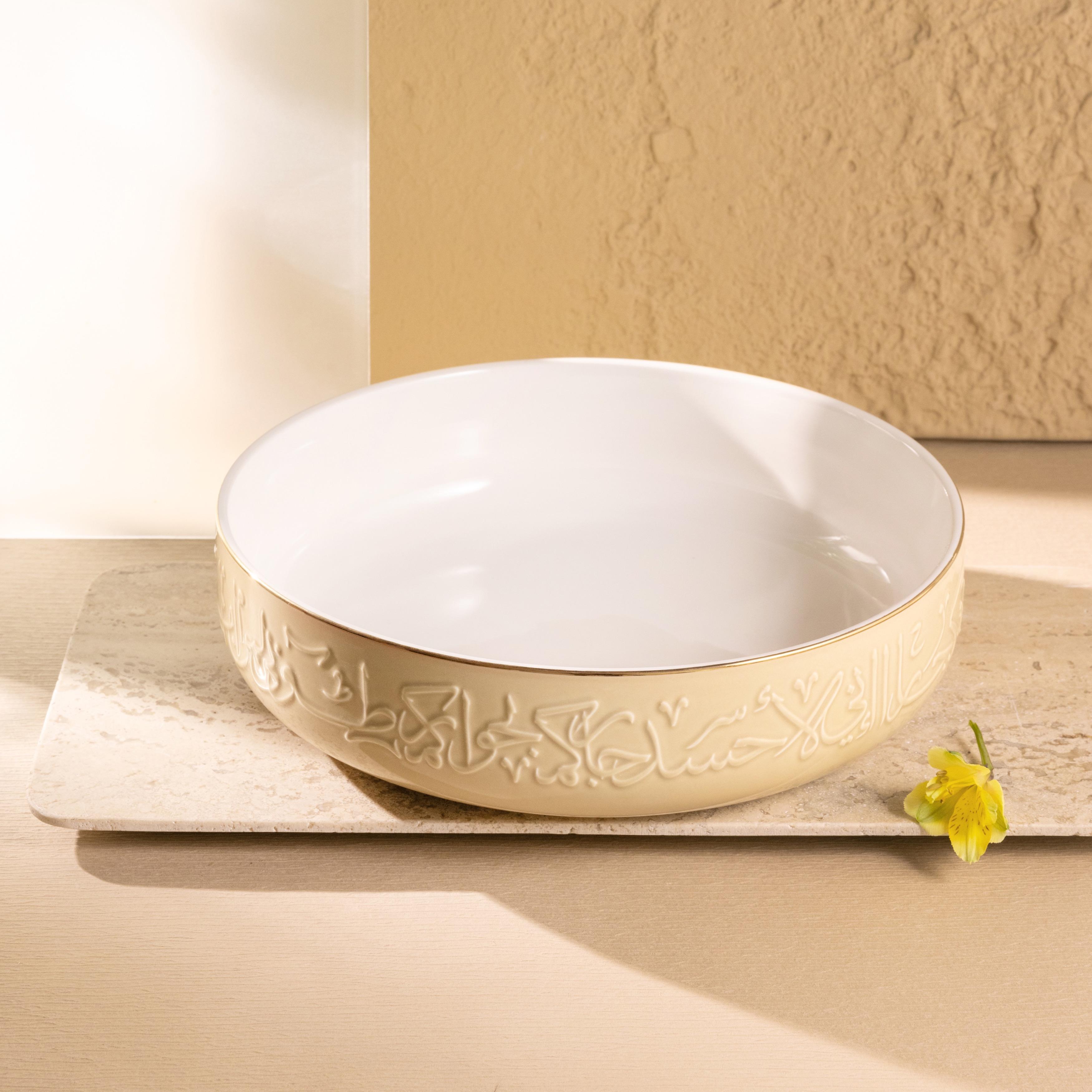 Calligraphy Embossed Porcelain Serving Bowl-household-dining-dinnerware-bowls-image-1
