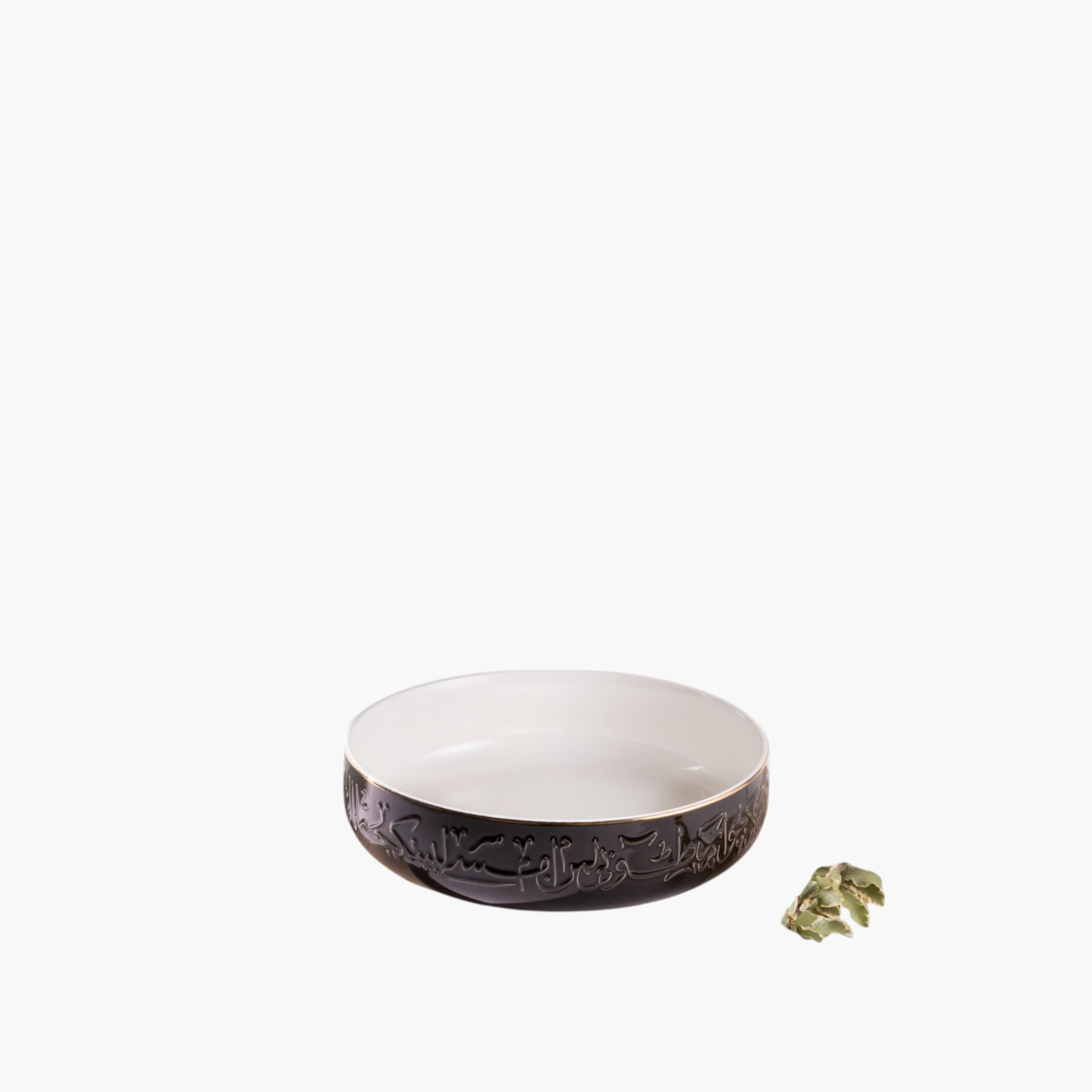 Calligraphy Embellished Porcelain Serving Bowl-household-dining-dinnerware-bowls-image-1