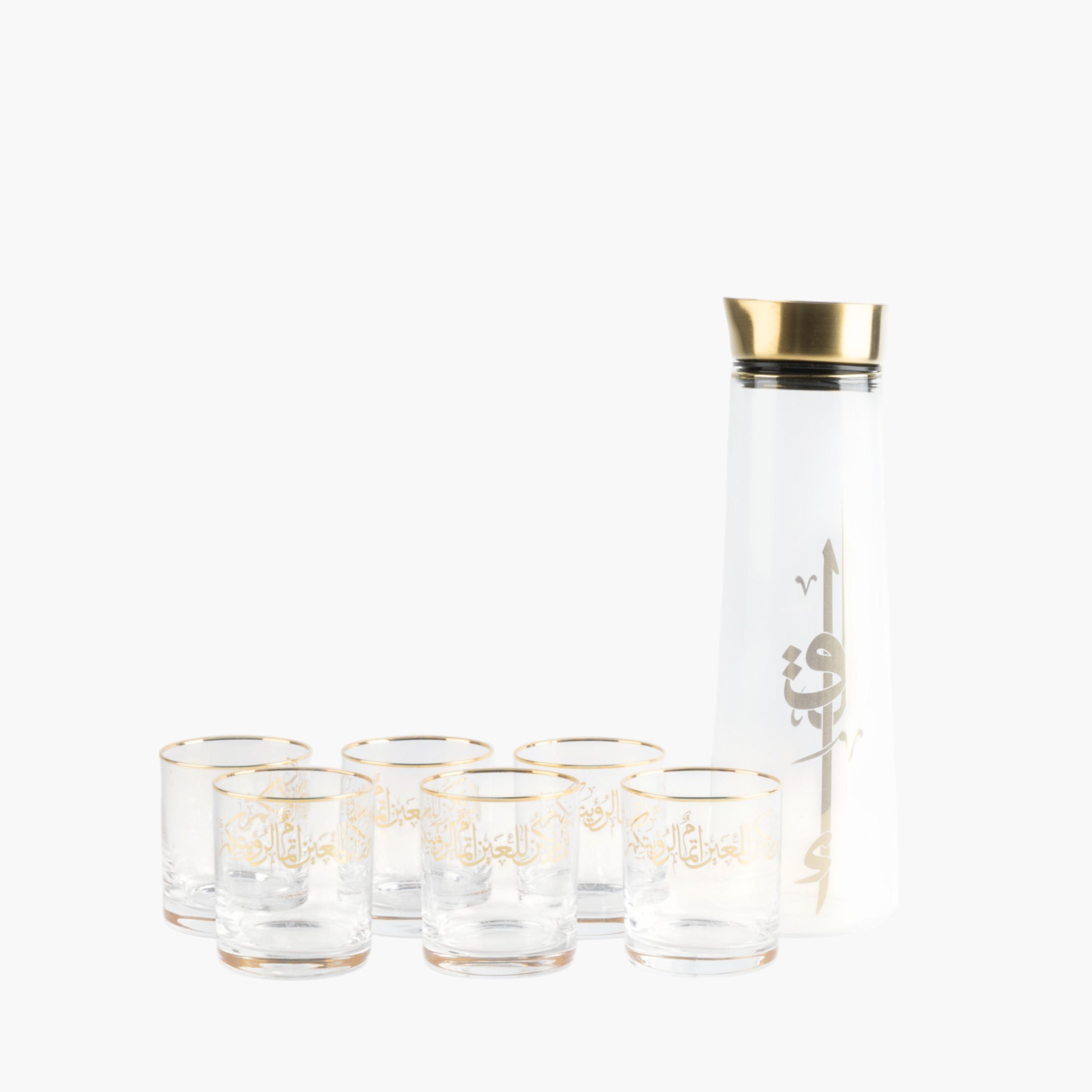 طقم إبريق زجاجي وكؤوس 7 قطع من أوتانتيك-household-dining-drinkserveware-jugsdecantersandcarafes-image-3