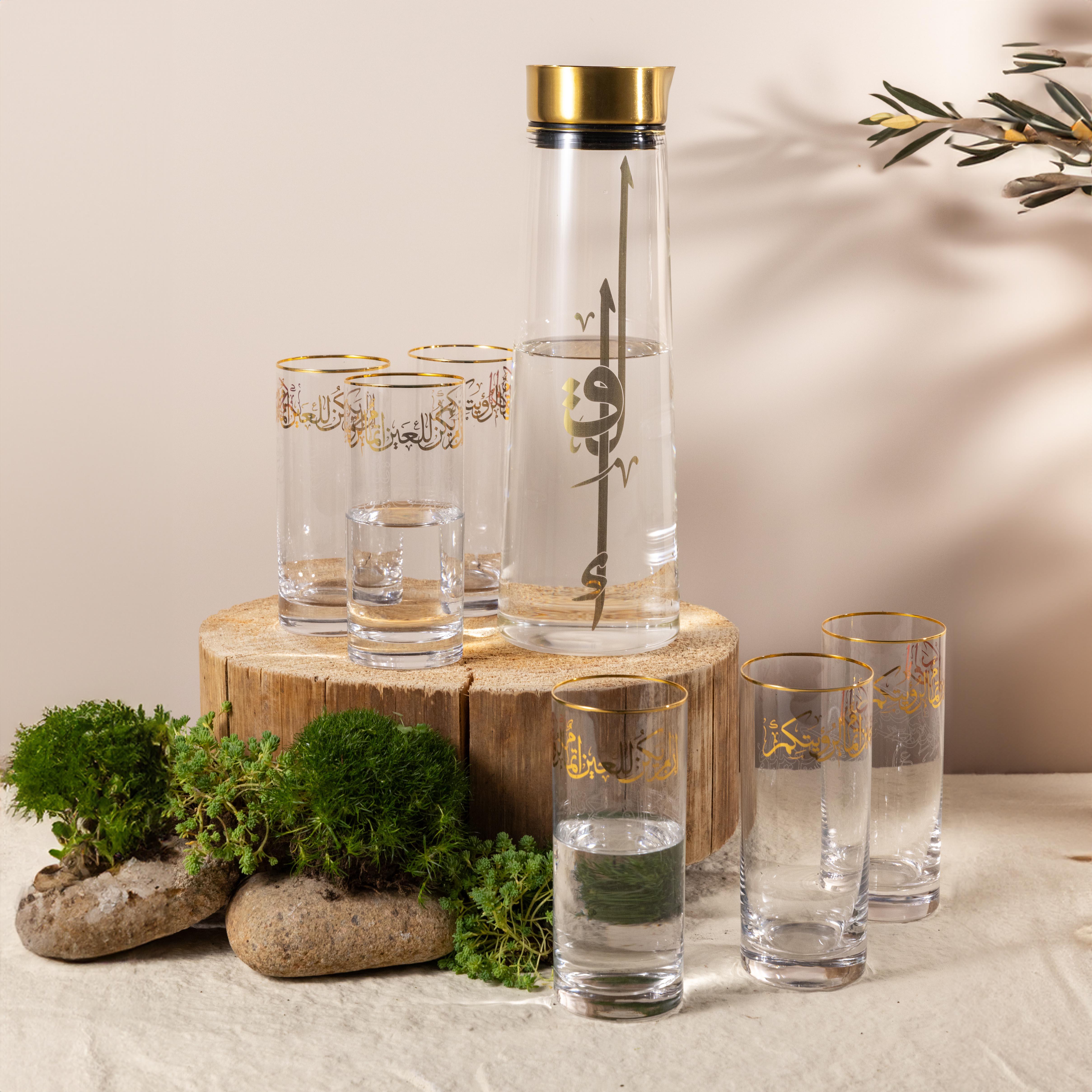 Arabic Calligraphy 7-Piece Juice Glass Set-household-dining-drinkserveware-jugsdecantersandcarafes-image-1