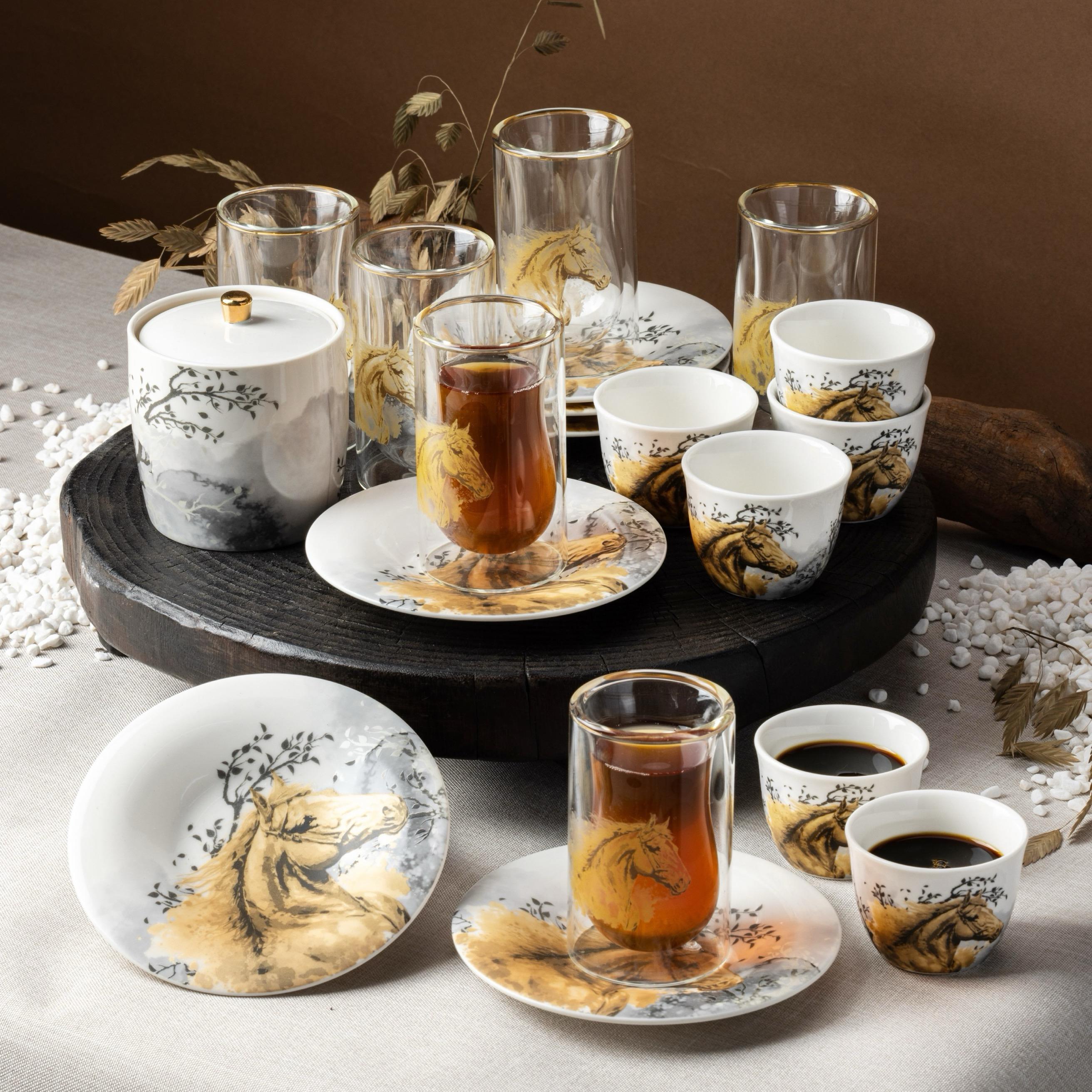 طقم أكواب شاي وفناجين قهوة وصحون بورسلان 19 قطعة من أوتانتيك-household-dining-teaandcoffee-teaandcoffeesets-image-1