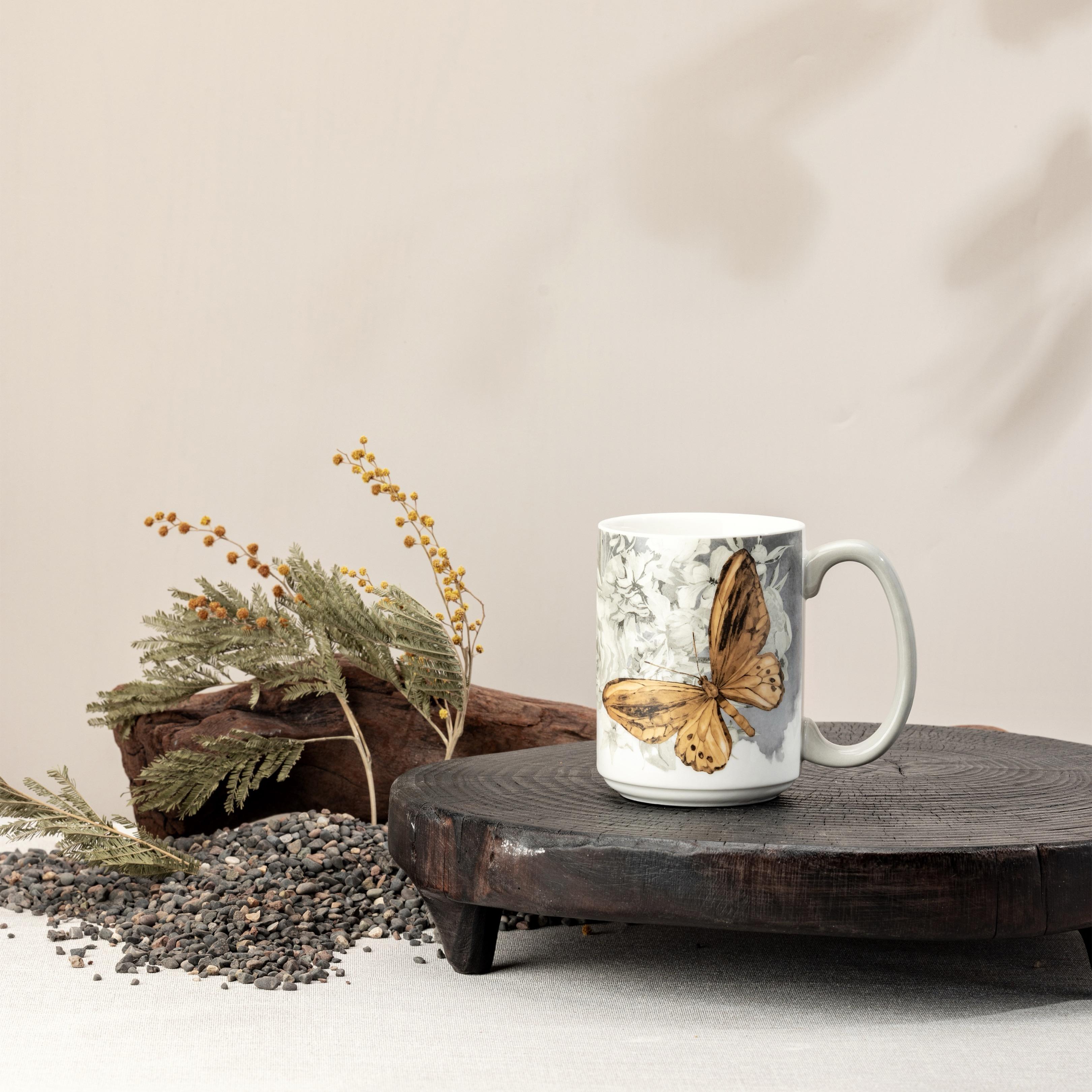 Butterfly Print Mug with Handle-household-dining-teaandcoffee-teaandcoffeesets-image-1