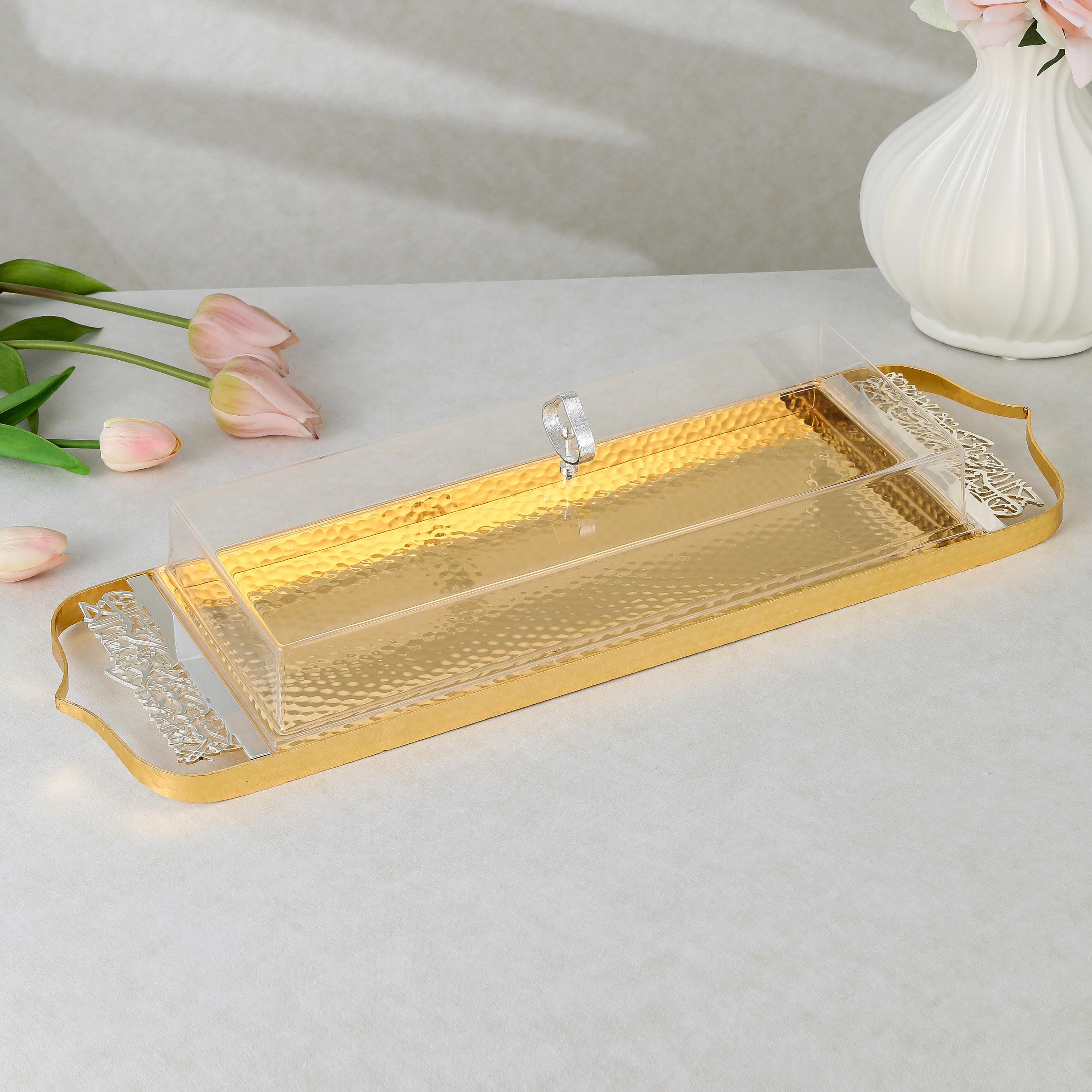 صينية تقديم بتفاصيل مطروقة مع غطاء من أوتانتيك-household-dining-serveware-servingtrays-image-1