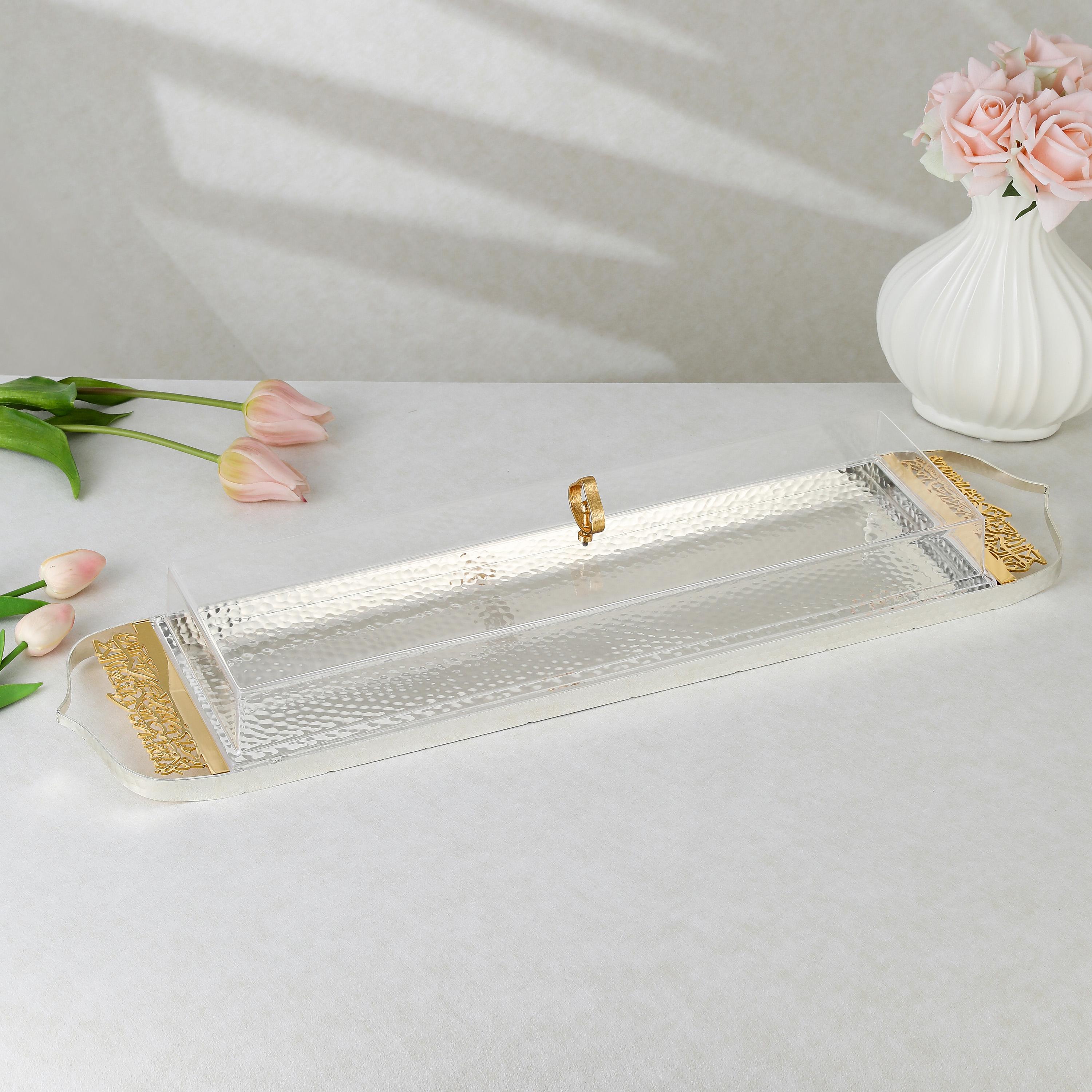 صينية تقديم بتفاصيل مطروقة وغطاء من أوتانتيك-household-dining-serveware-servingtrays-image-1