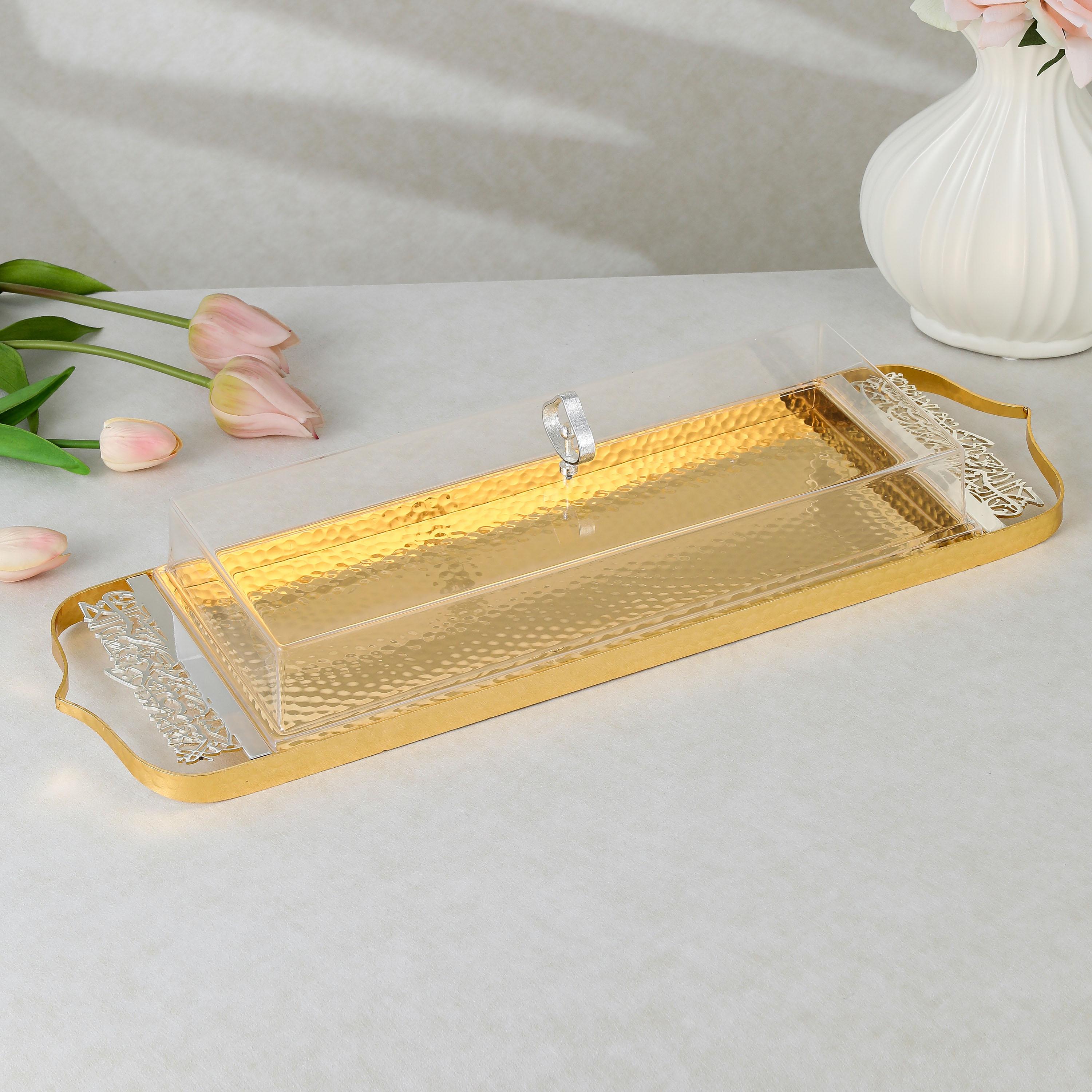 صينية تقديم بتفاصيل مطروقة مع غطاء من أوتانتيك-household-dining-serveware-servingtrays-image-1
